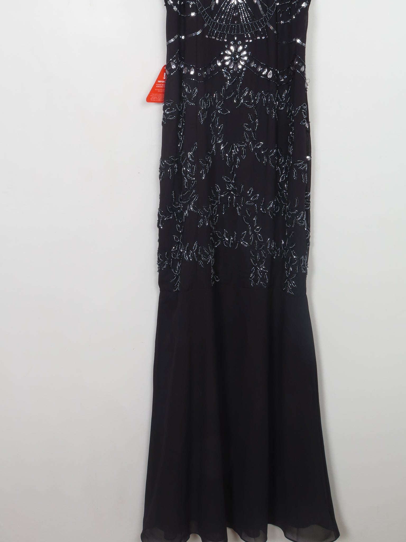 Black Beaded Long Evening Dress Fishtail 12