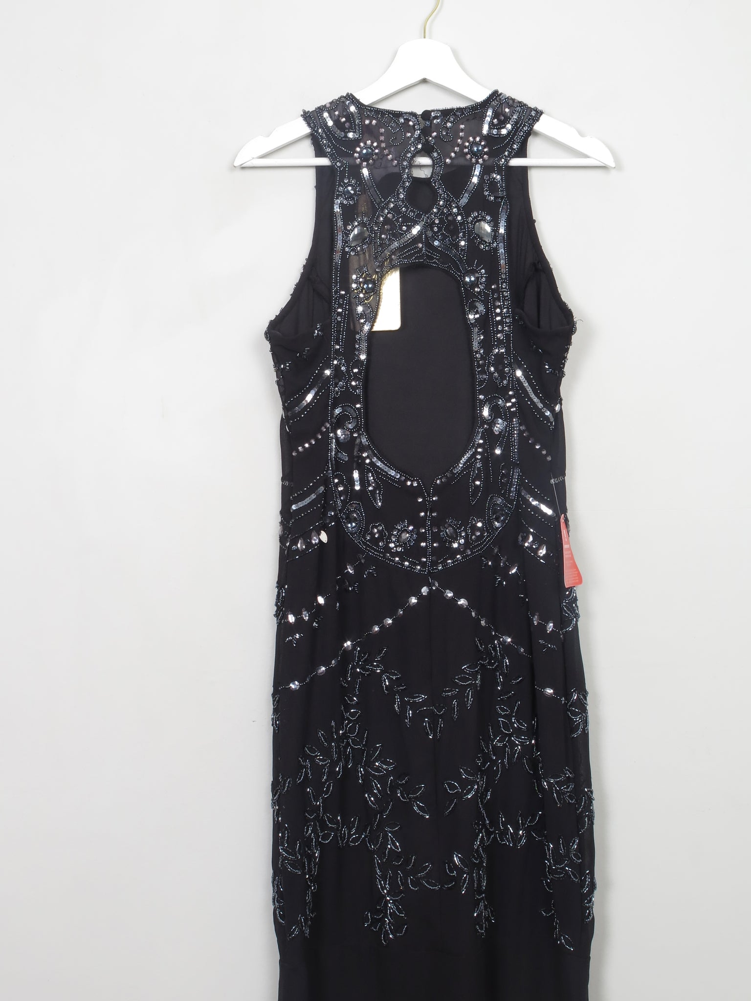 Black Beaded Long Evening Dress Fishtail 12