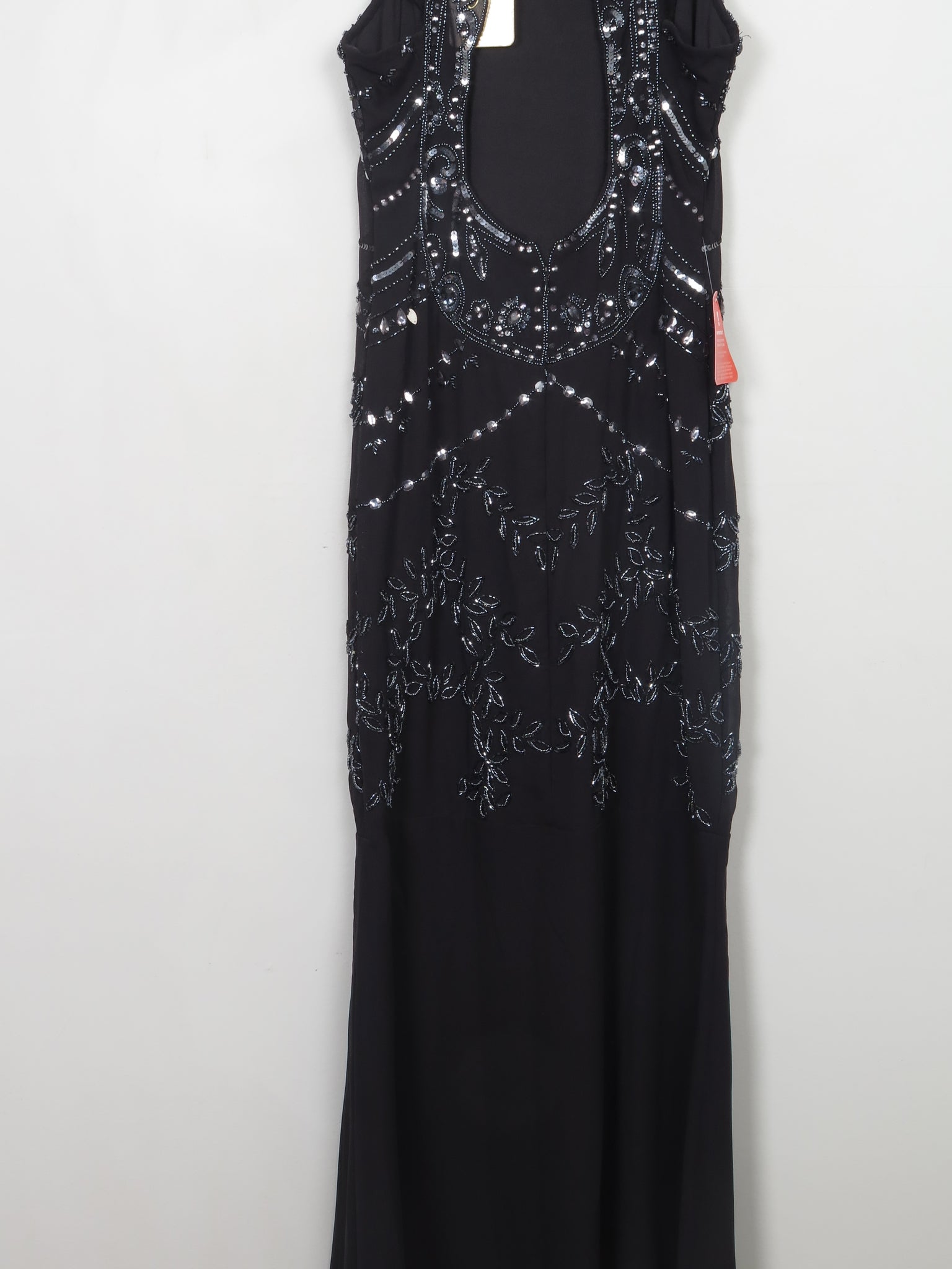 Black Beaded Long Evening Dress Fishtail 12