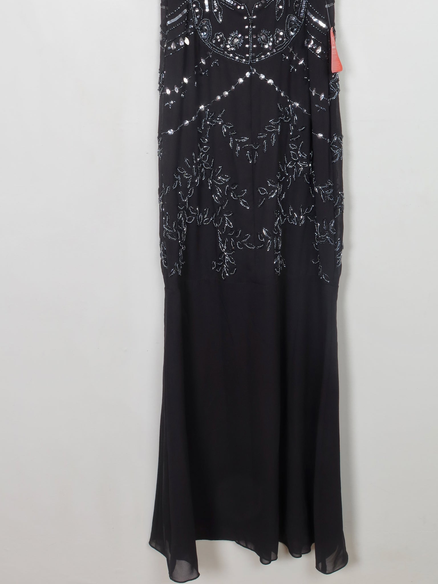 Black Beaded Long Evening Dress Fishtail 12