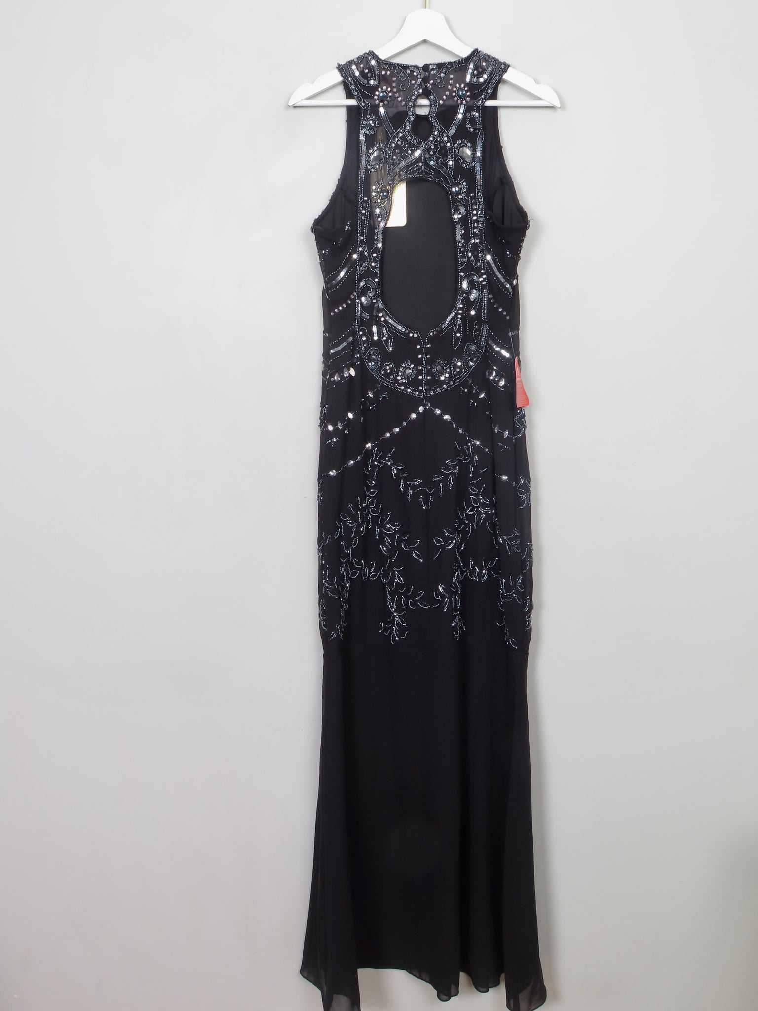 Black Beaded Long Evening Dress Fishtail 12
