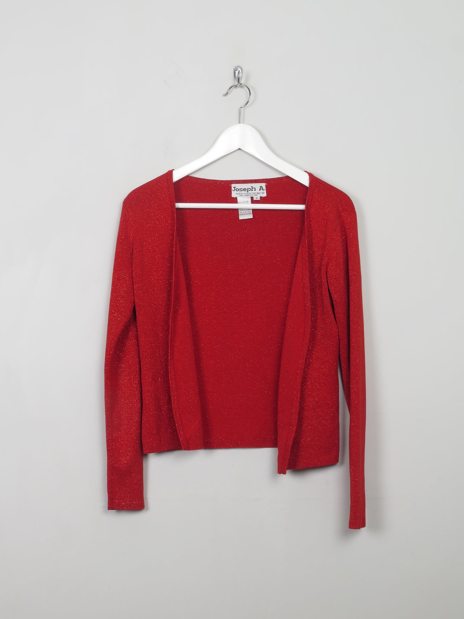 Women's Vintage Silk Red Lurex Knit Cardigan S