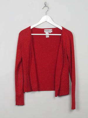 Women's Vintage Silk Red Lurex Knit Cardigan S