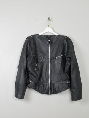 Women's Vintage Black Leather Jacket S/M - The Harlequin