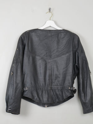 Women's Vintage Black Leather Jacket S/M - The Harlequin