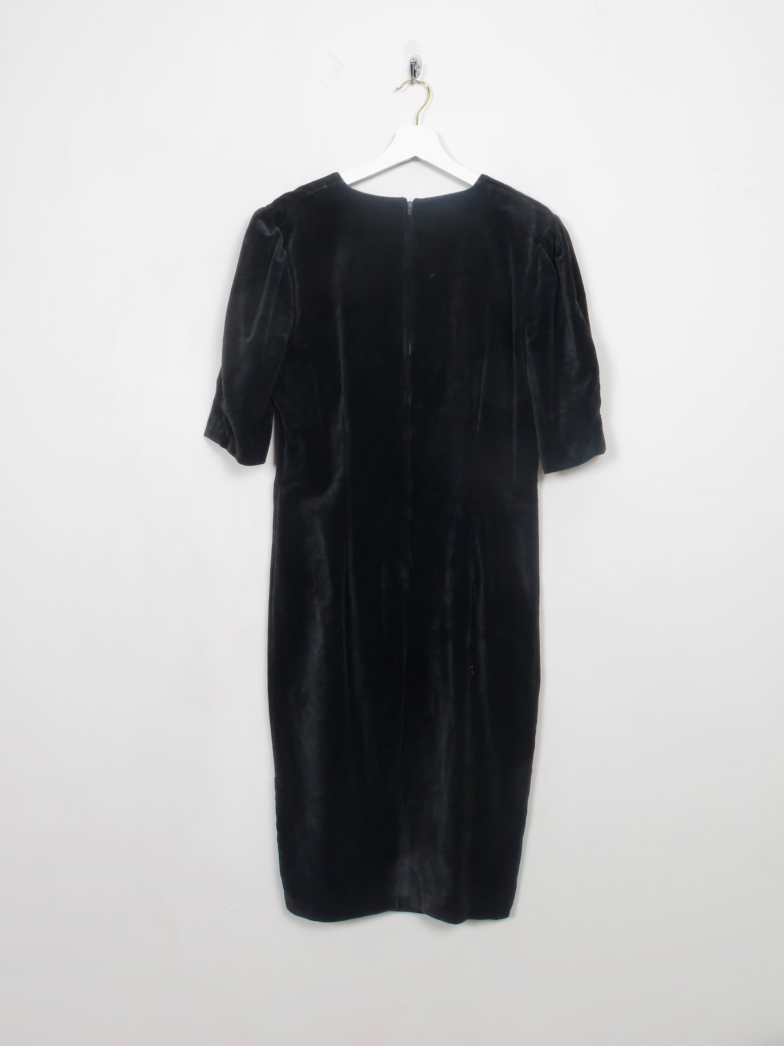 Vintage Black Velvet 1950s Style Dress 12