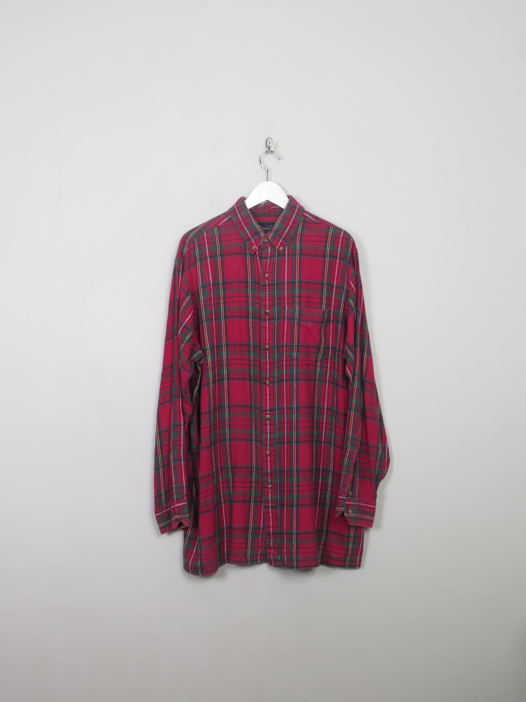 Men's Vintage Red Tartan Flannel Shirt XL