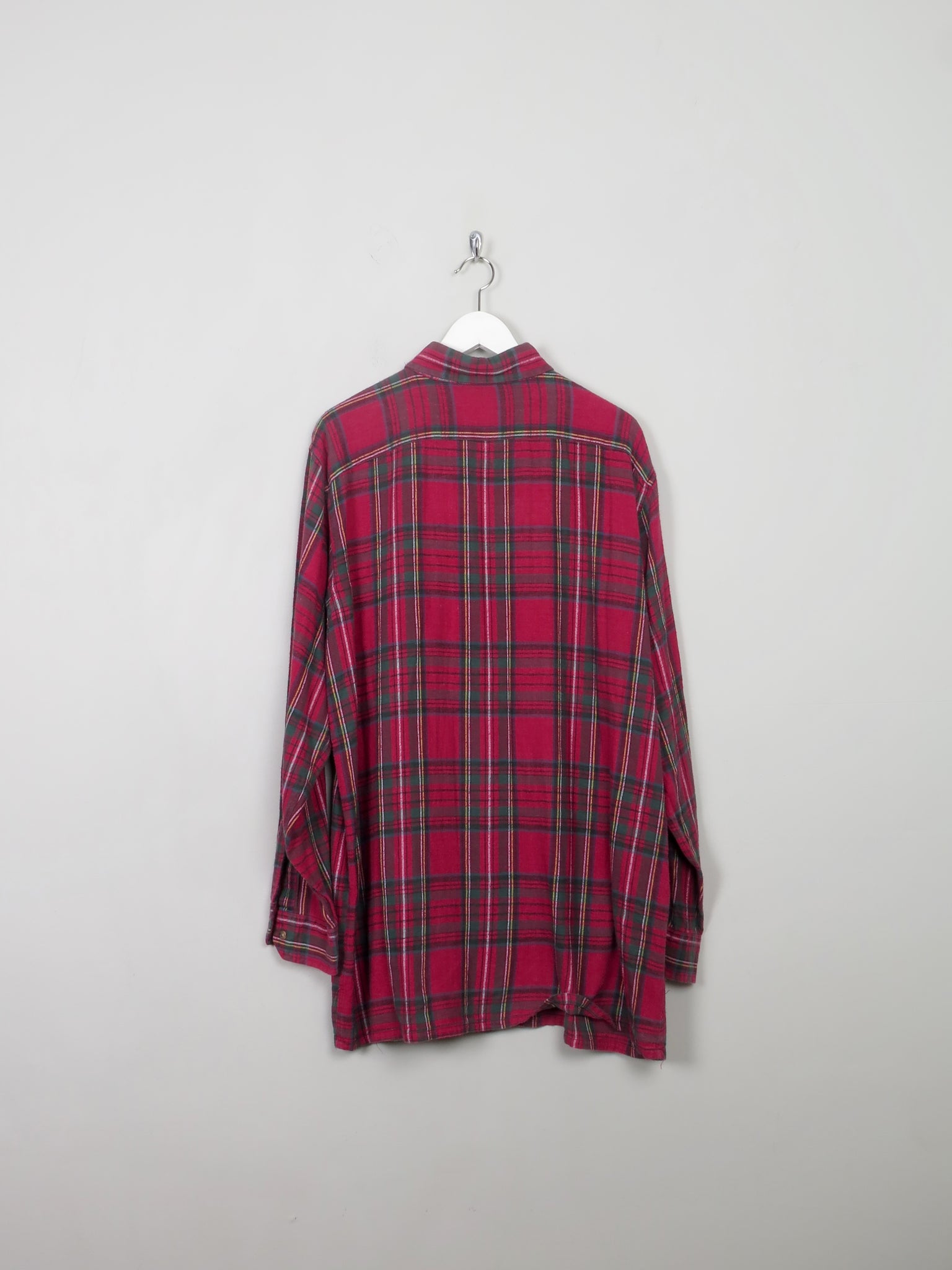 Men's Vintage Red Tartan Flannel Shirt XL