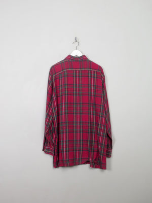 Men's Vintage Red Tartan Flannel Shirt XL