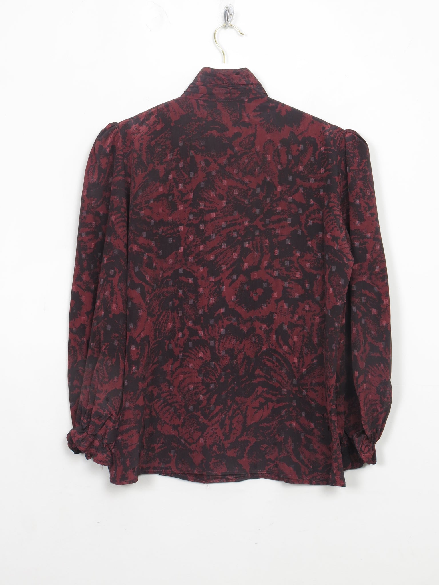 Vintage Wine & Black Printed High Neck Blouse S/M