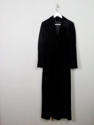 Women’s  Long Black Velvet Coat S