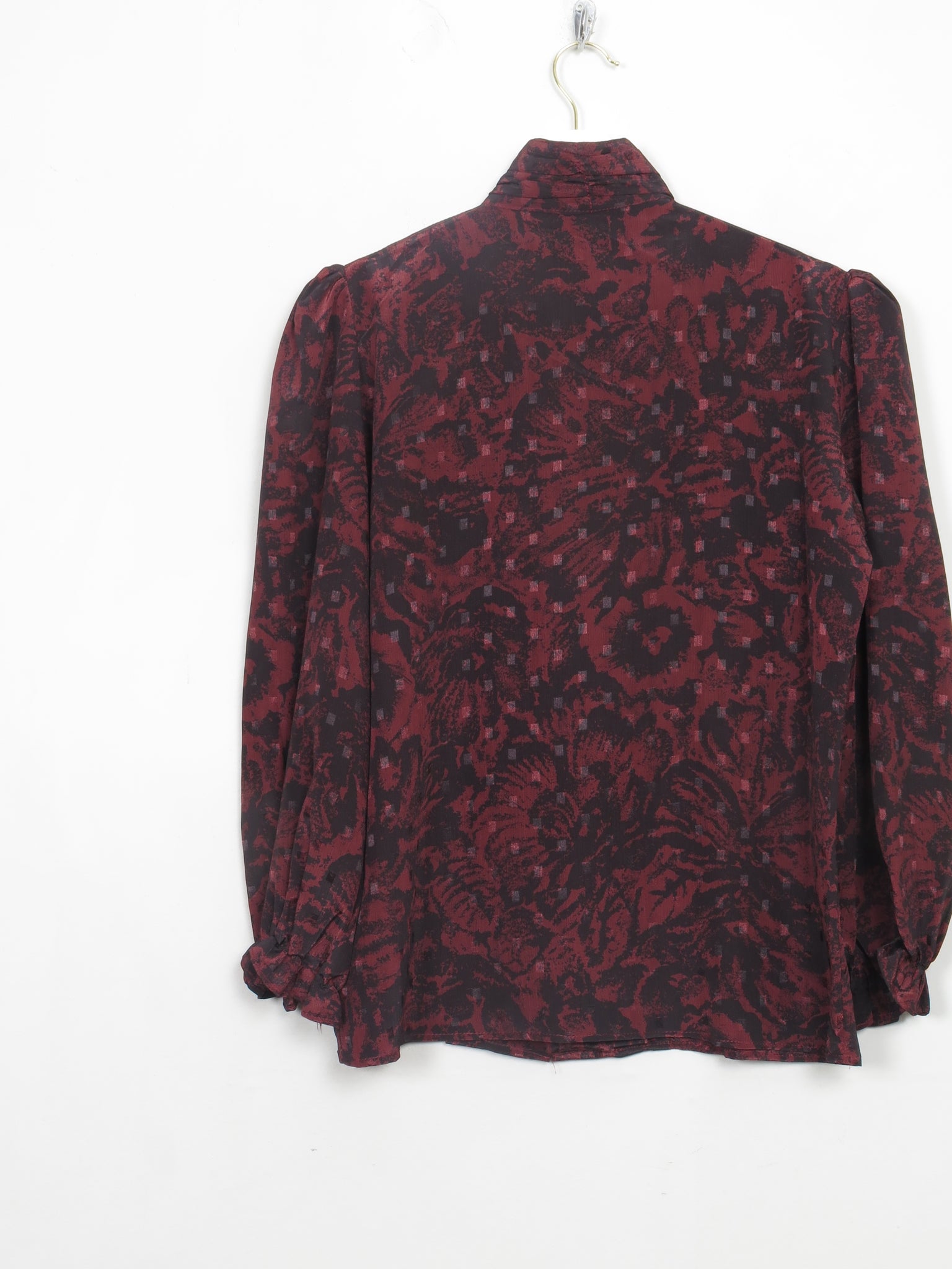 Vintage Wine & Black Printed High Neck Blouse S/M