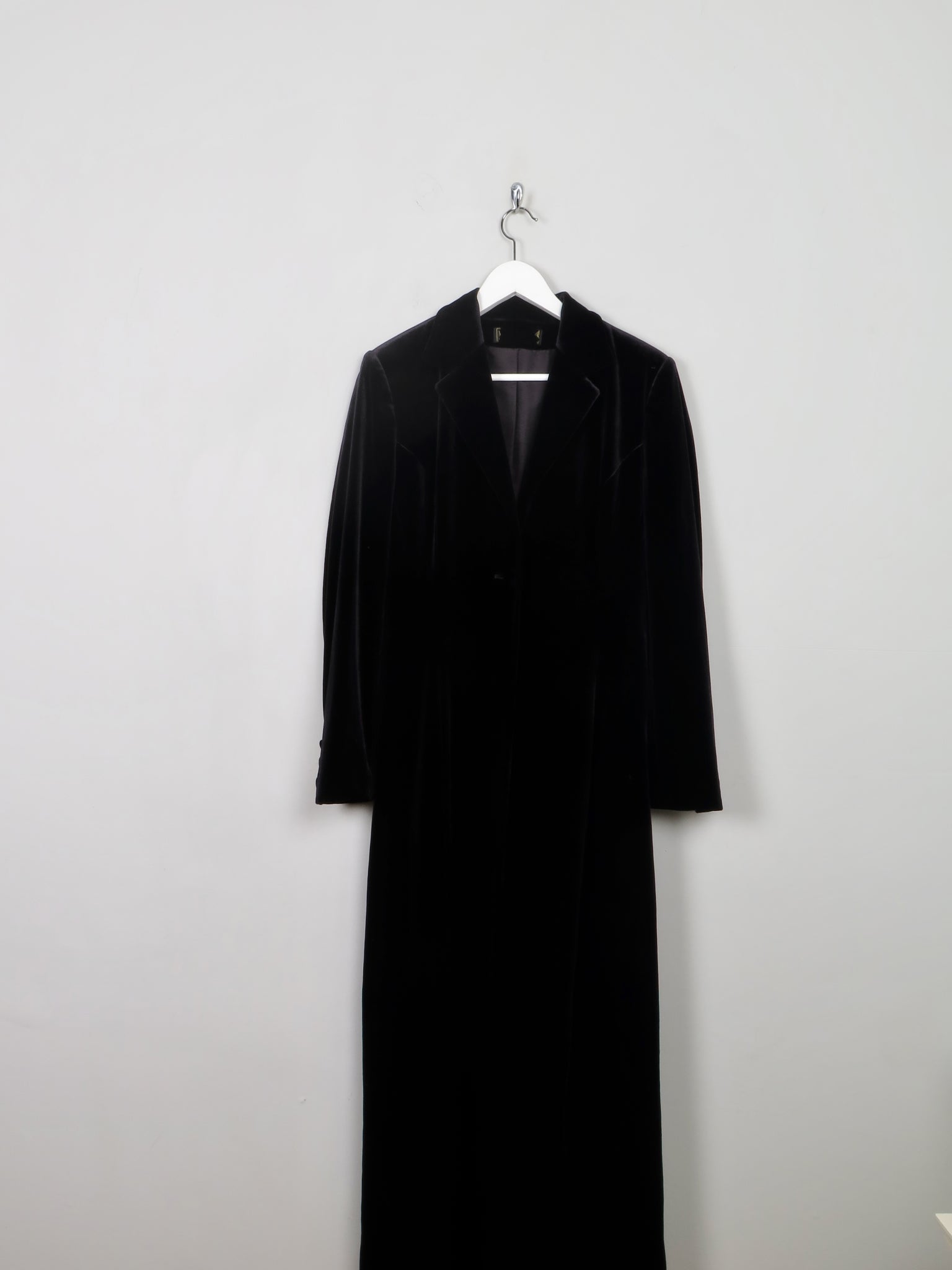 Women’s  Long Black Velvet Coat S