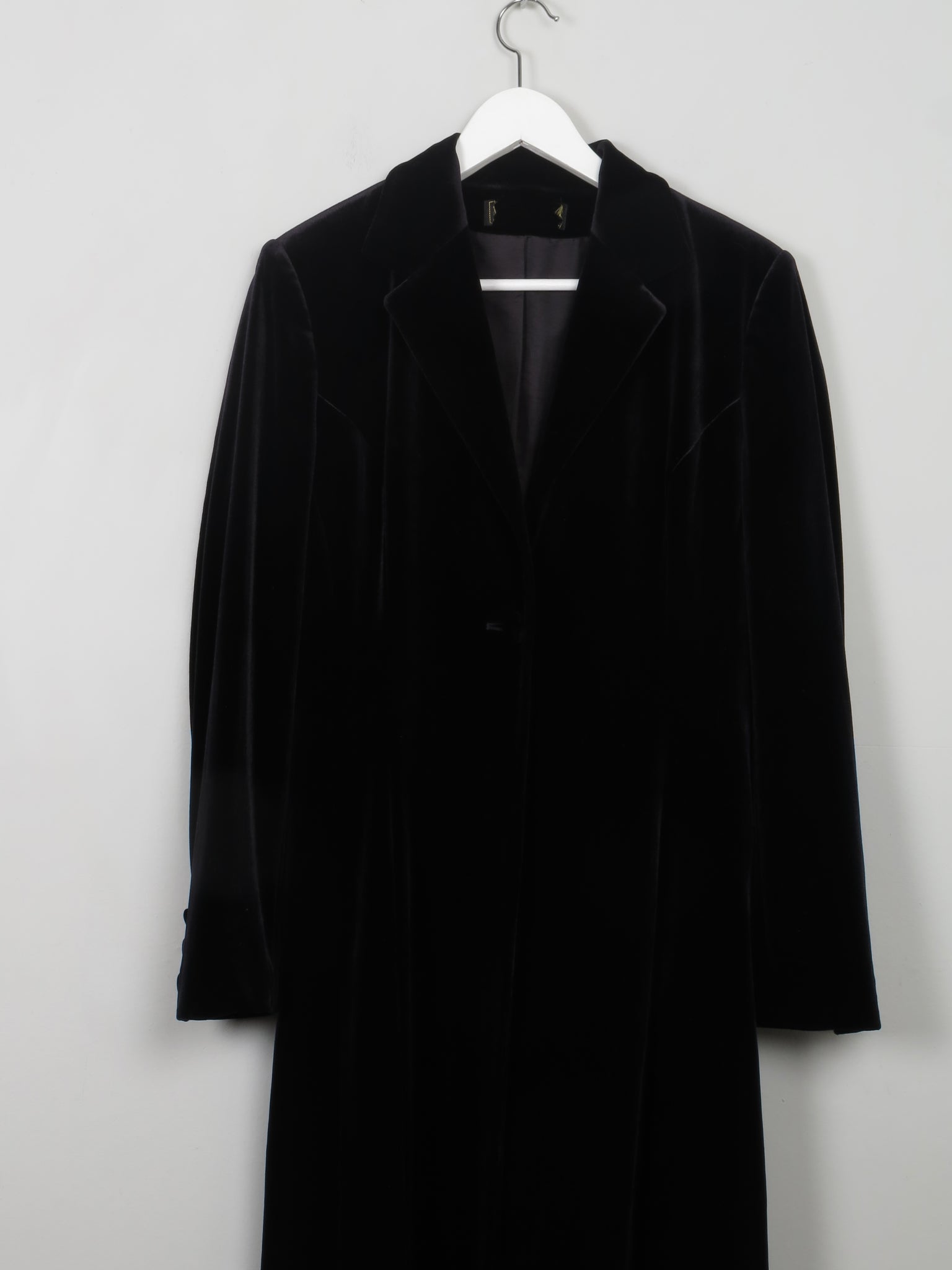 Women’s  Long Black Velvet Coat S