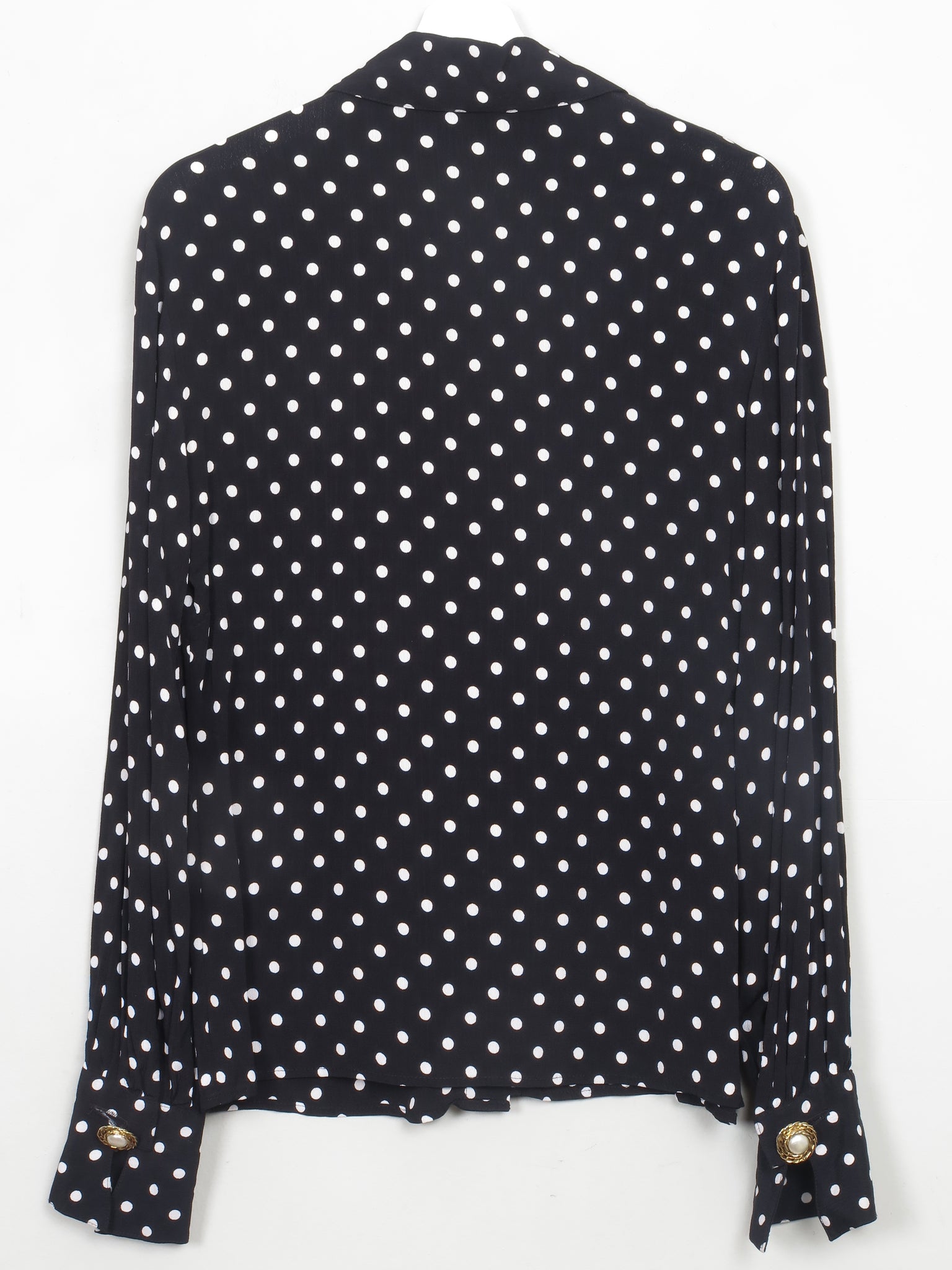 Vintage Black Polka Dot Long Sleeve Blouse S/M