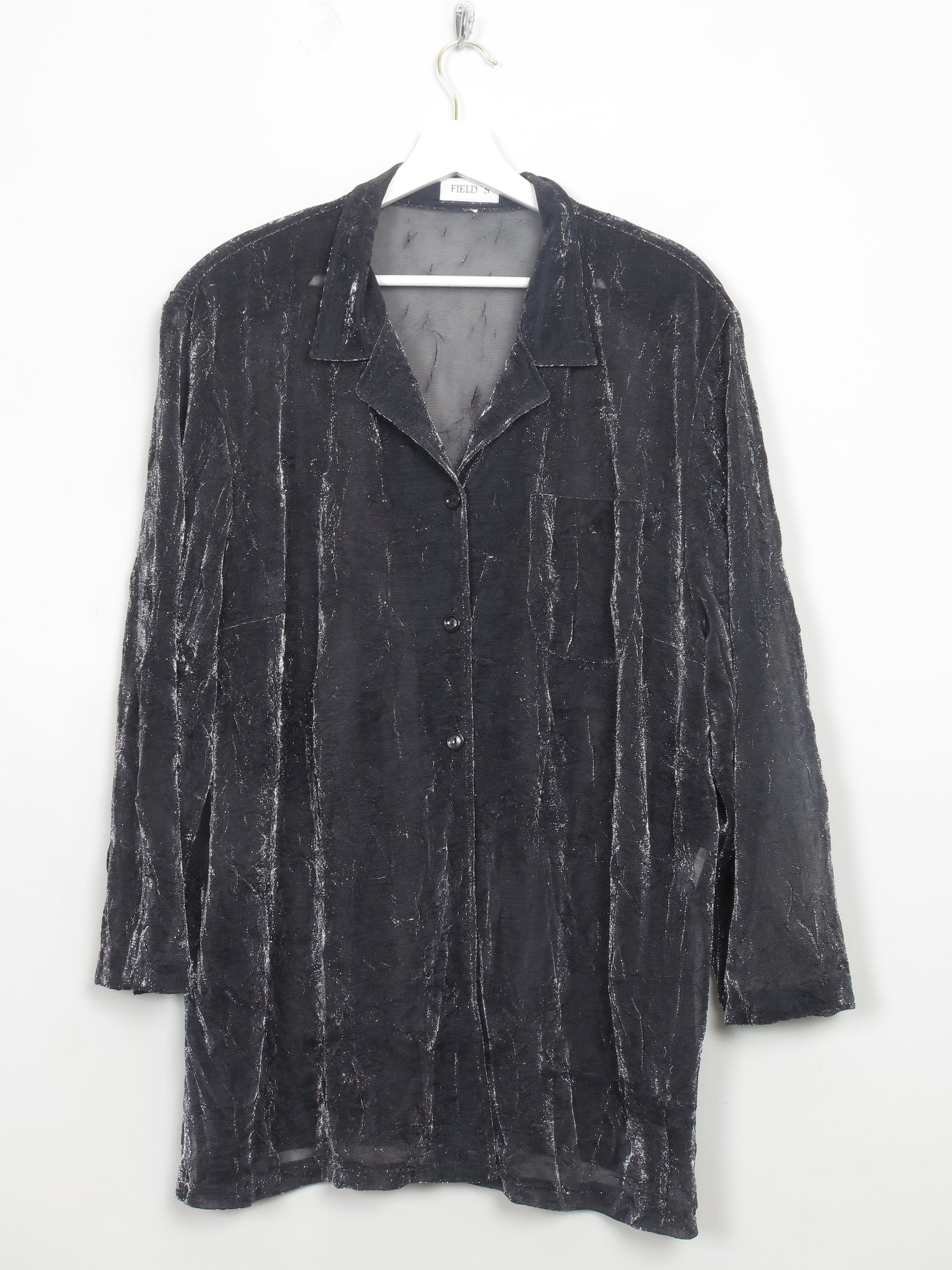 Women's Vintage Silver Lurex Glittery Top Blouse XL/XXL