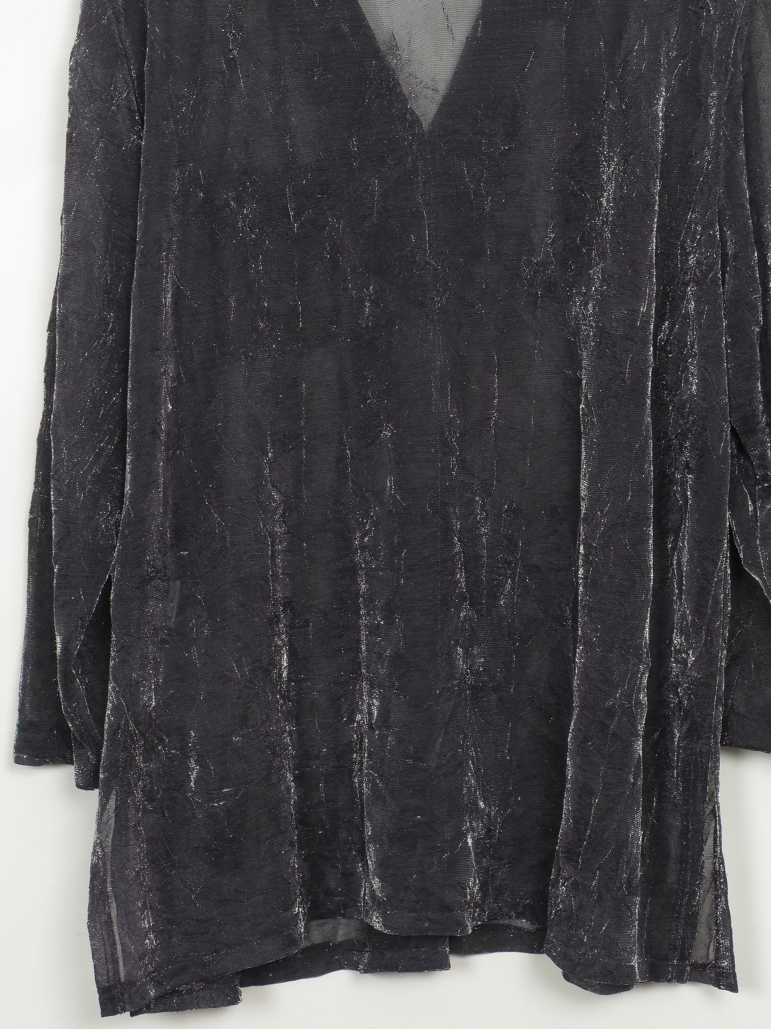 Women's Vintage Silver Lurex Glittery Top Blouse XL/XXL