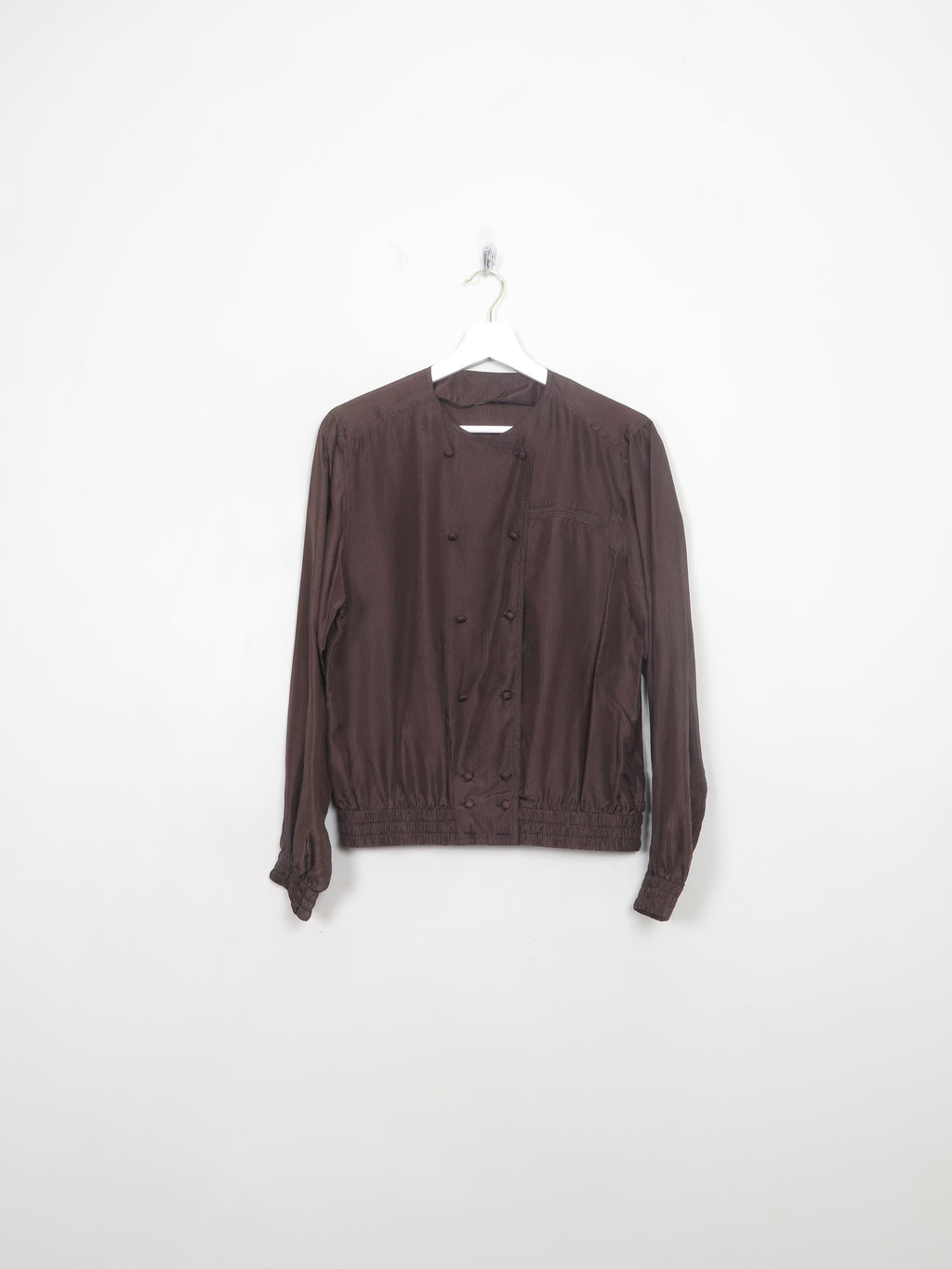 Vintage Brown 80s Long Sleeved Blouse S