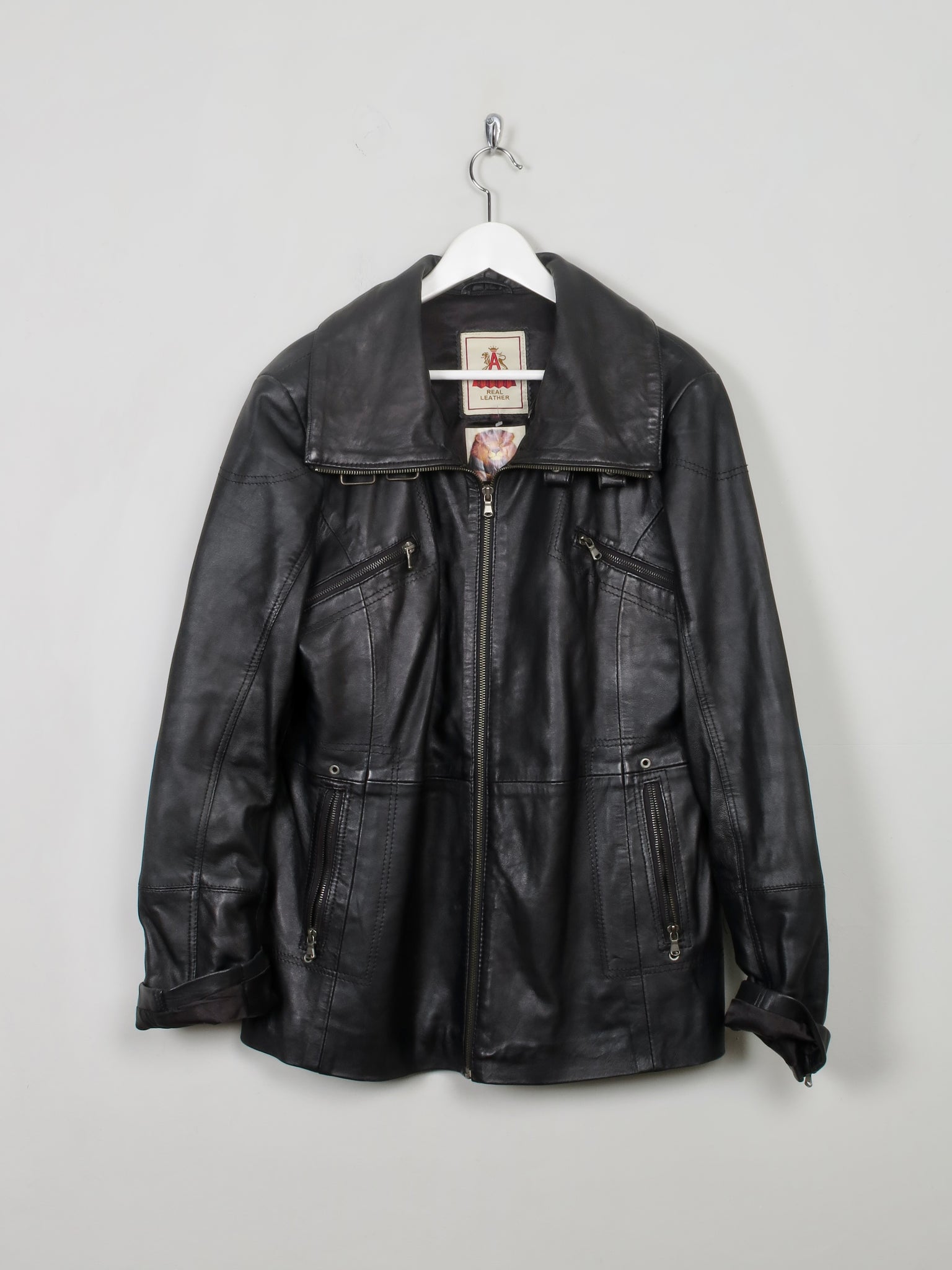 Women's Vintage Black Leather Jacket M/L