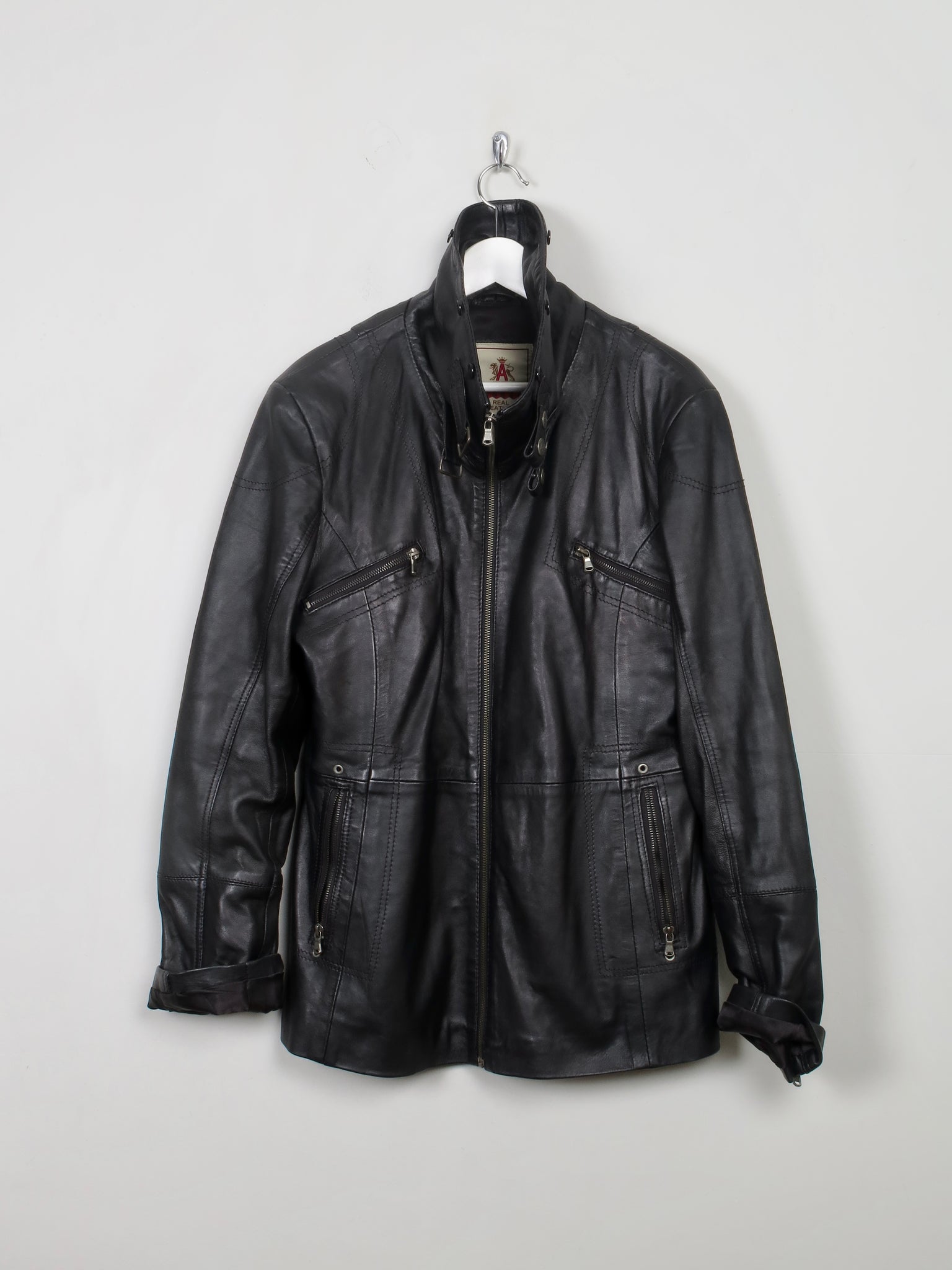 Women's Vintage Black Leather Jacket M/L