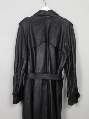 Men's Vintage Black Leather Trench Coat M/L