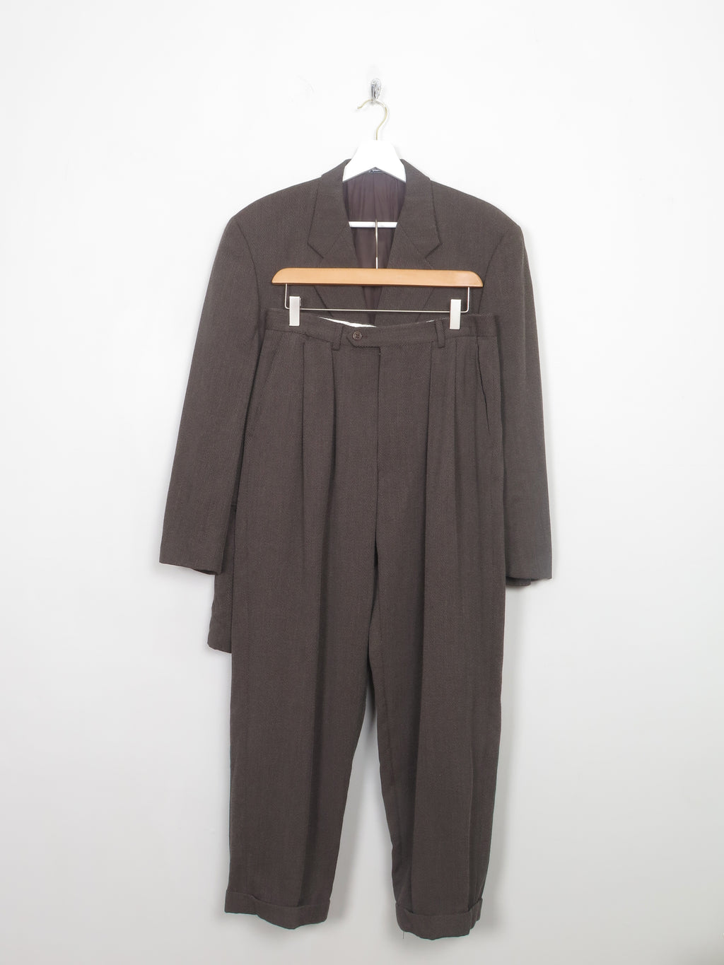 Men's Viintage 80s Brown Suit 38" Jacket & Trousers 30"W