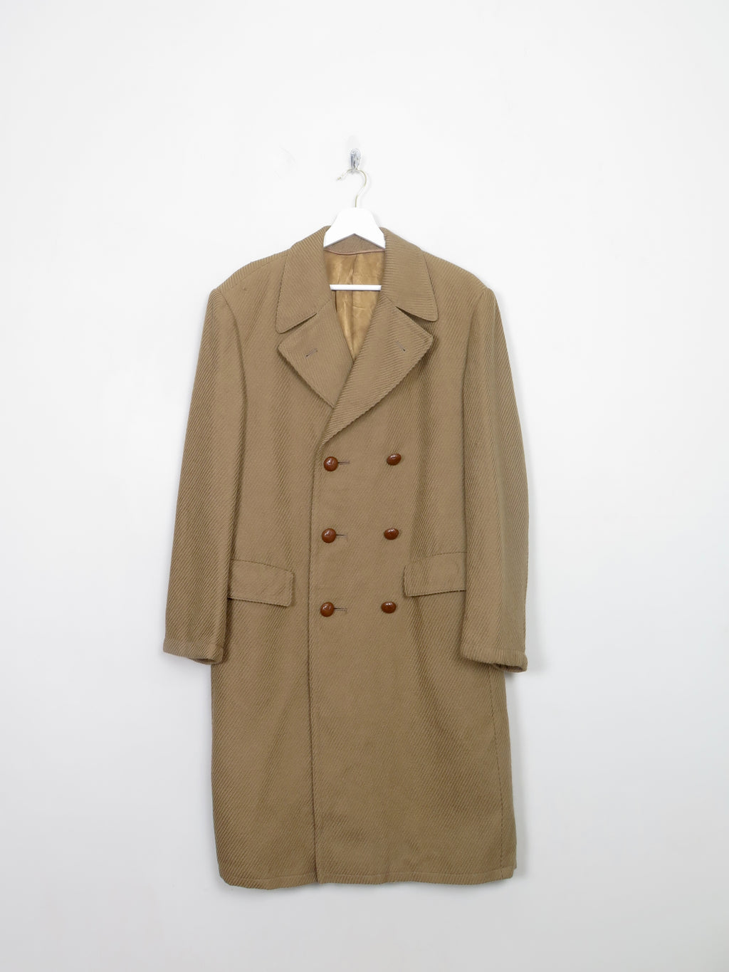 Men's Vintage Wool Khaki Double Breasted Coat 42"