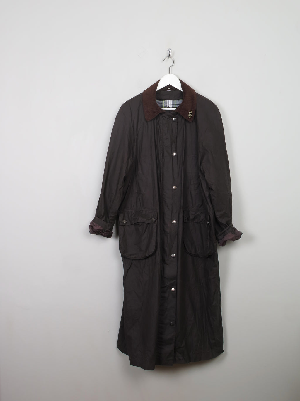 Women's Brown Long Wax Coat M