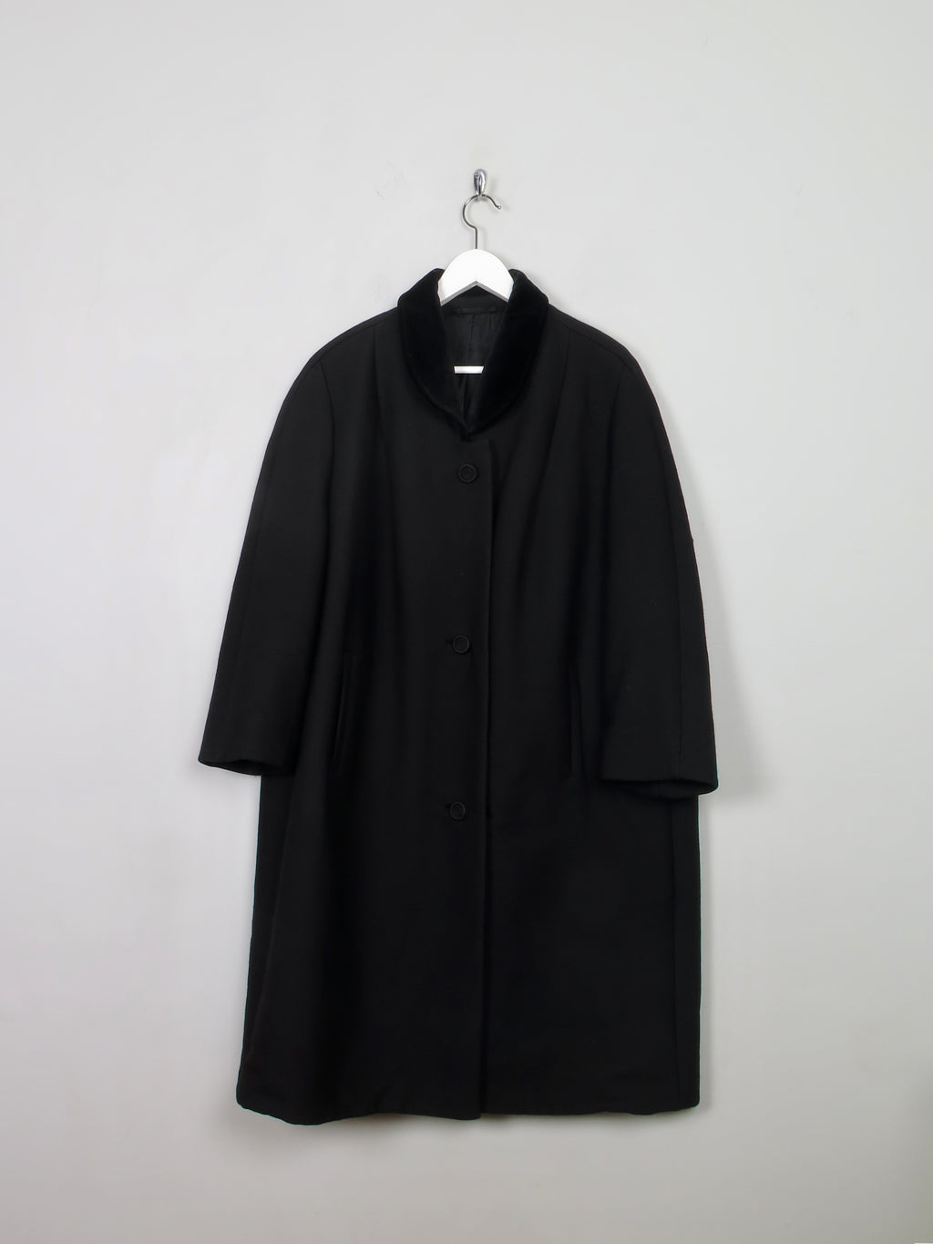 Women's Vintage Black Wool Coat L/XL