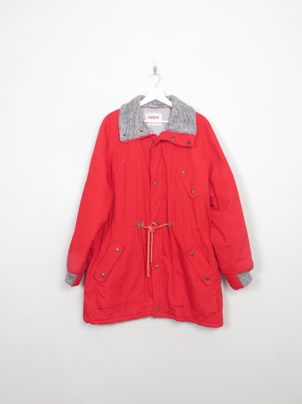 Men's Vintage Red Parka Coat 80s L/XL