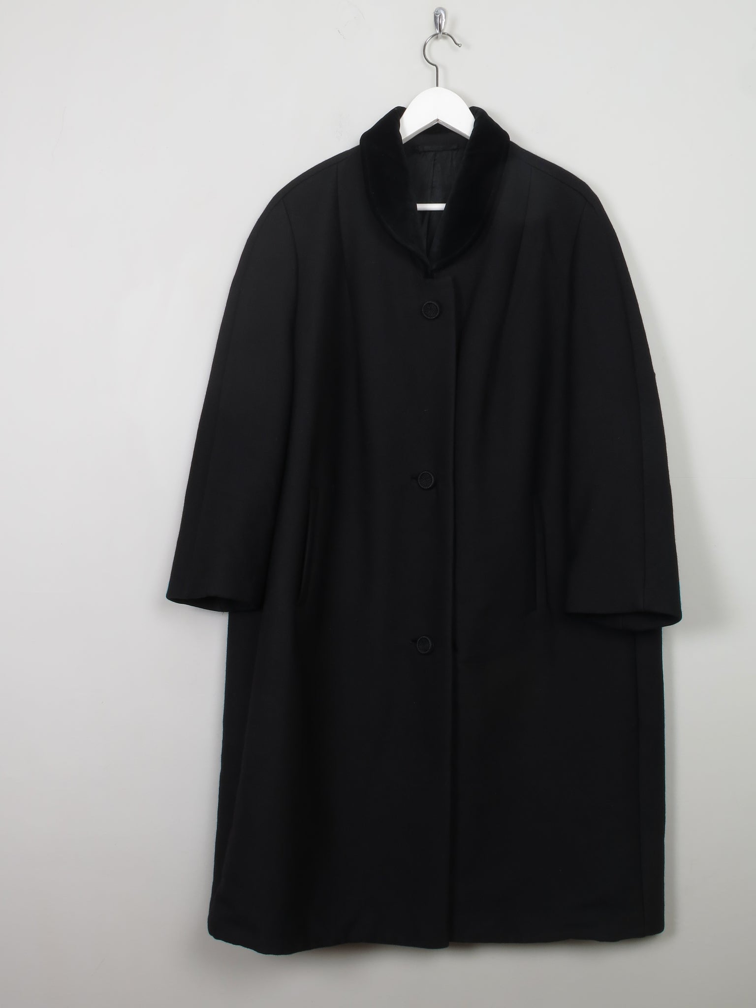 Women's Vintage Black Wool Coat L/XL