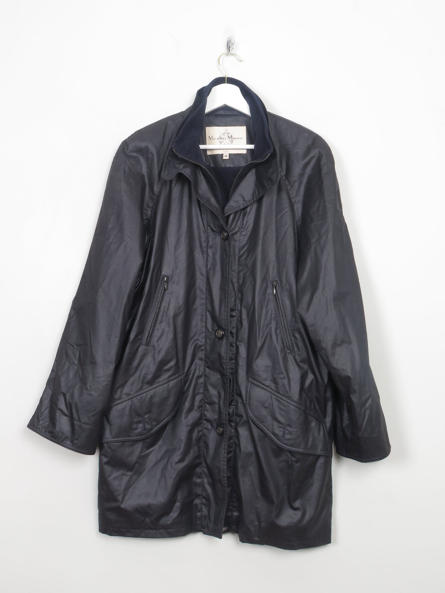 Women's Navy Vintage Waxed Cotton Coat M