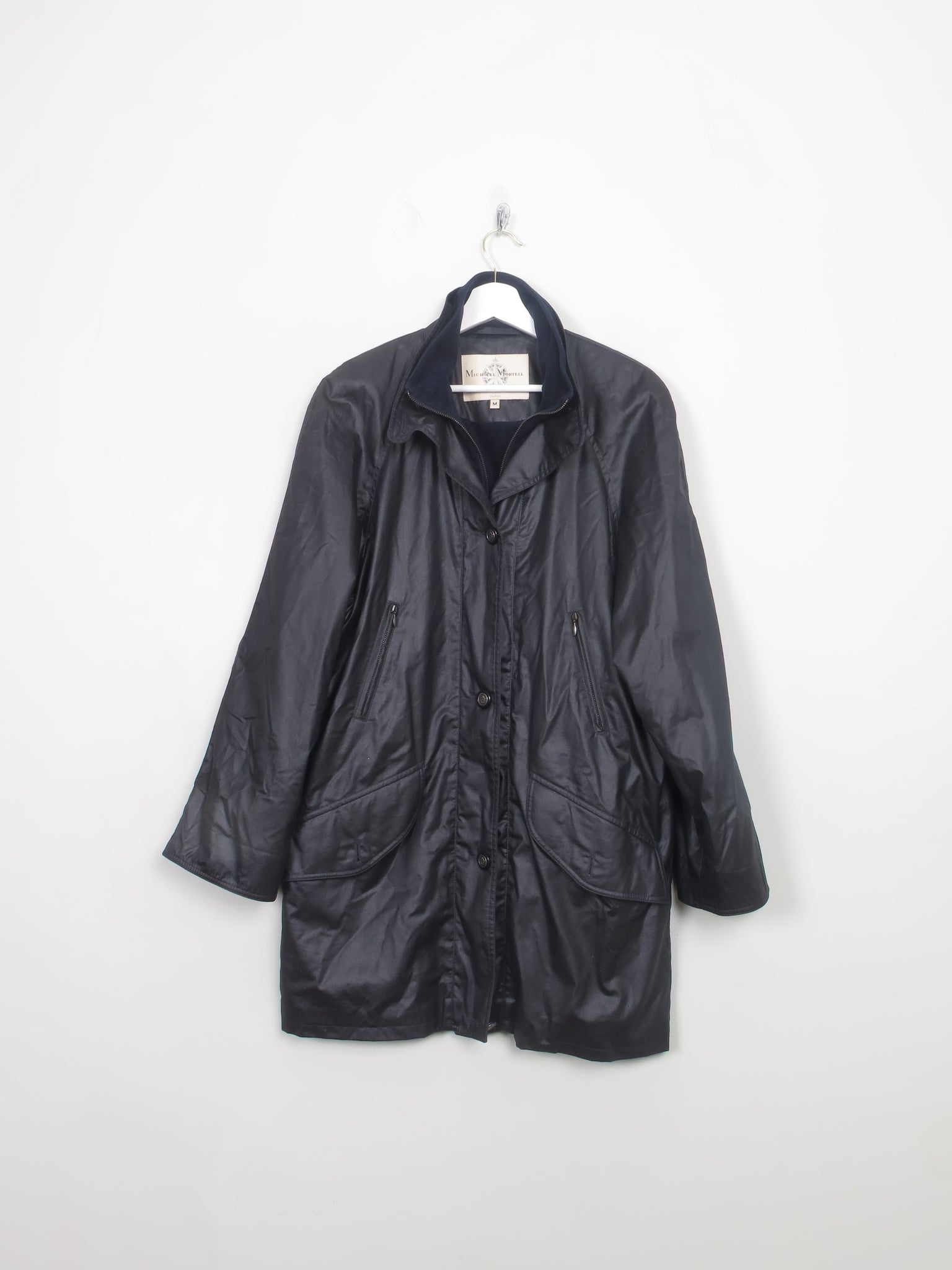 Women's Navy Vintage Waxed Cotton Coat M