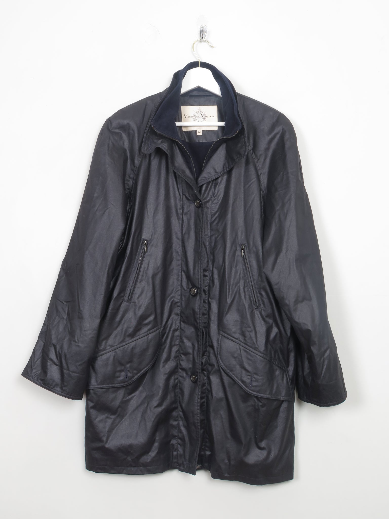 Women's Navy Vintage Waxed Cotton Coat M