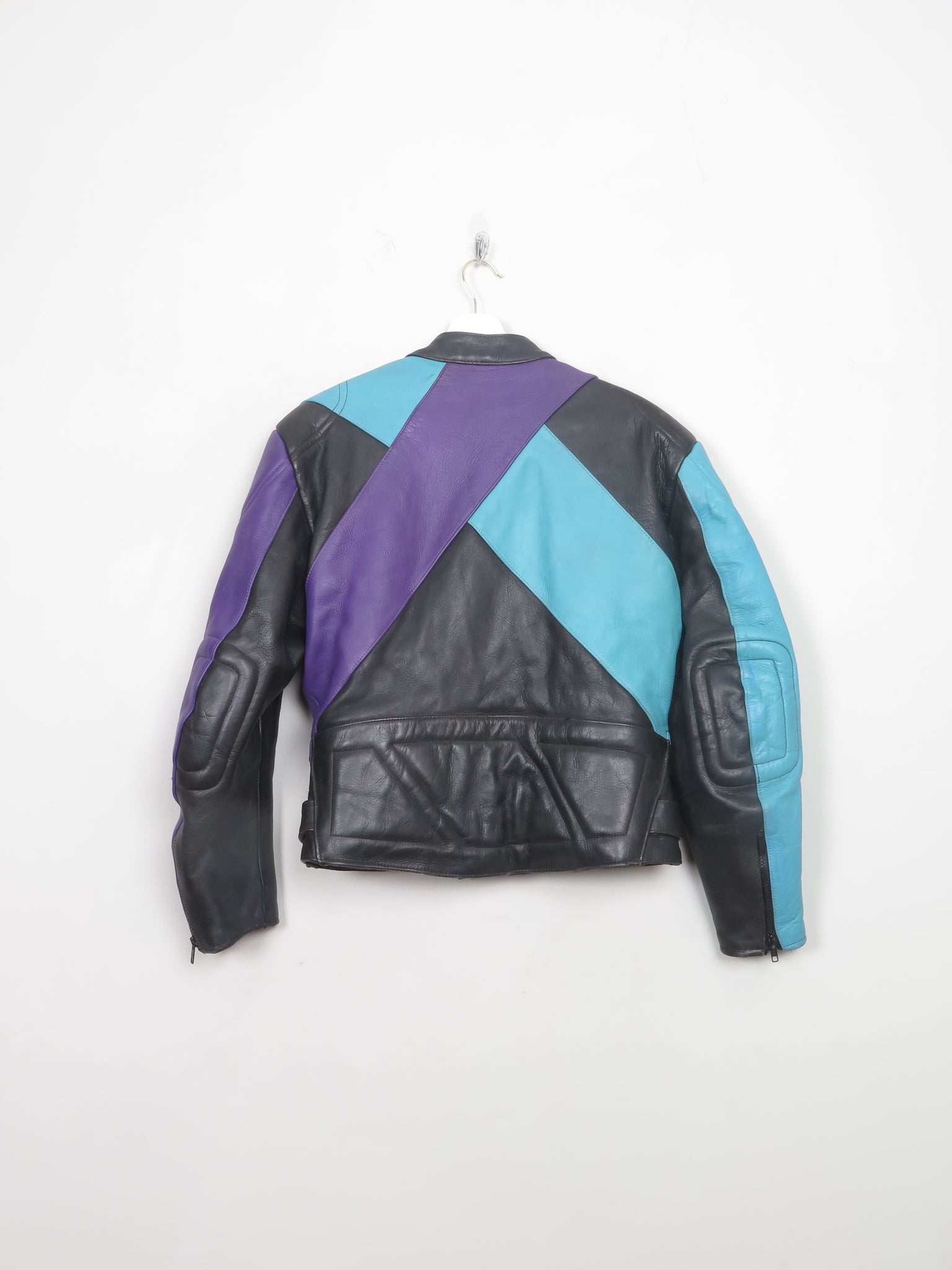 Women's Vintage Leather Genuine Colourful Biker Jacket XS/S