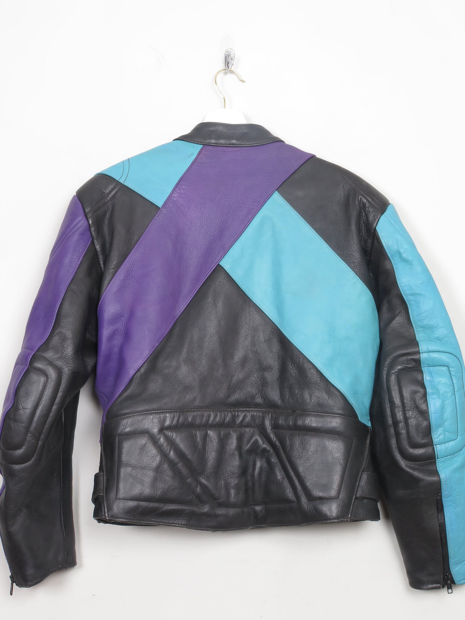 Women's Vintage Leather Genuine Colourful Biker Jacket XS/S