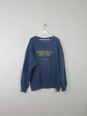 Men's Vintage Navy Embroidered Sweatshirt L/XL - The Harlequin