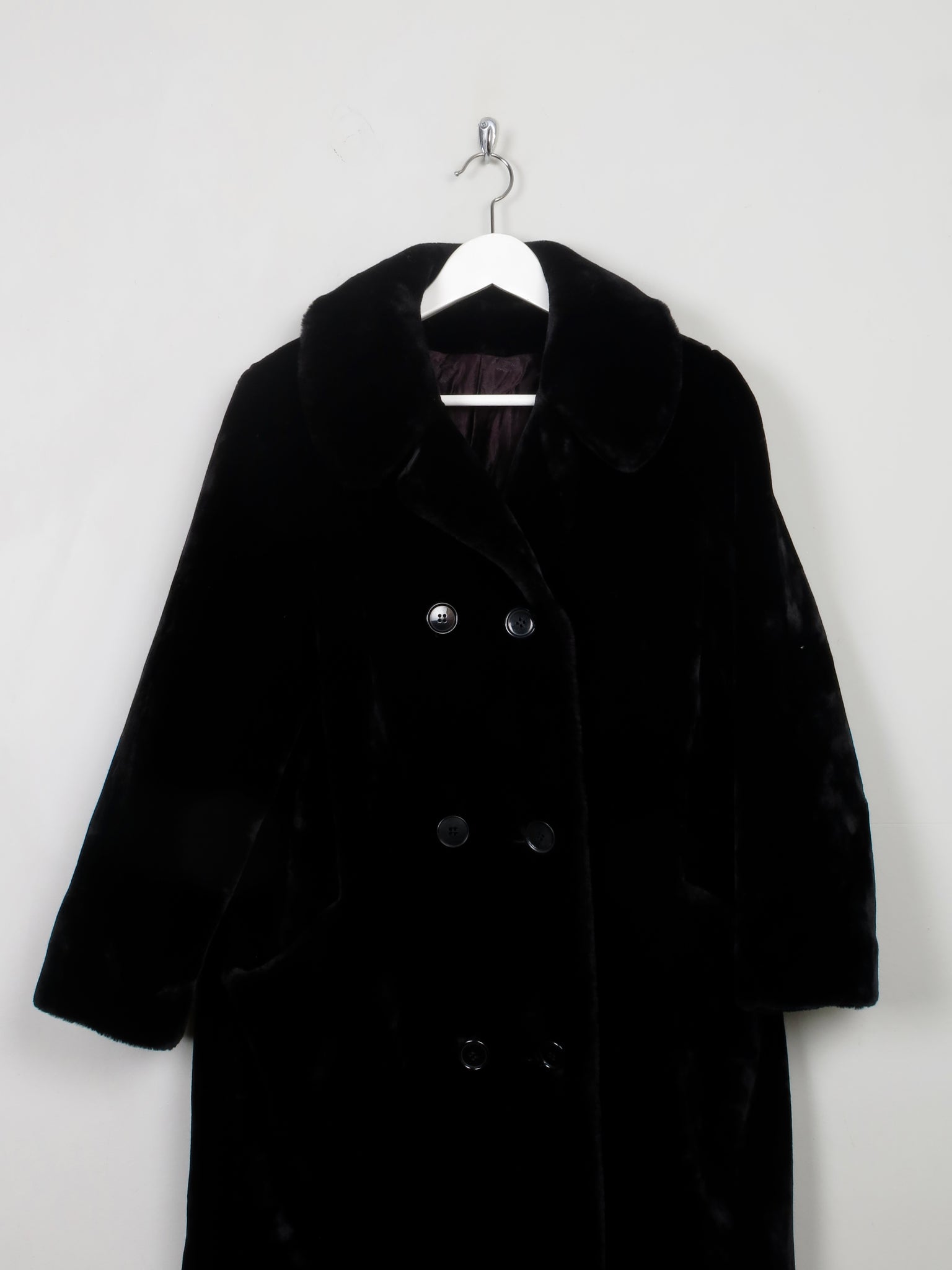 Women’s  Vintage Black Faux Fur Coat M