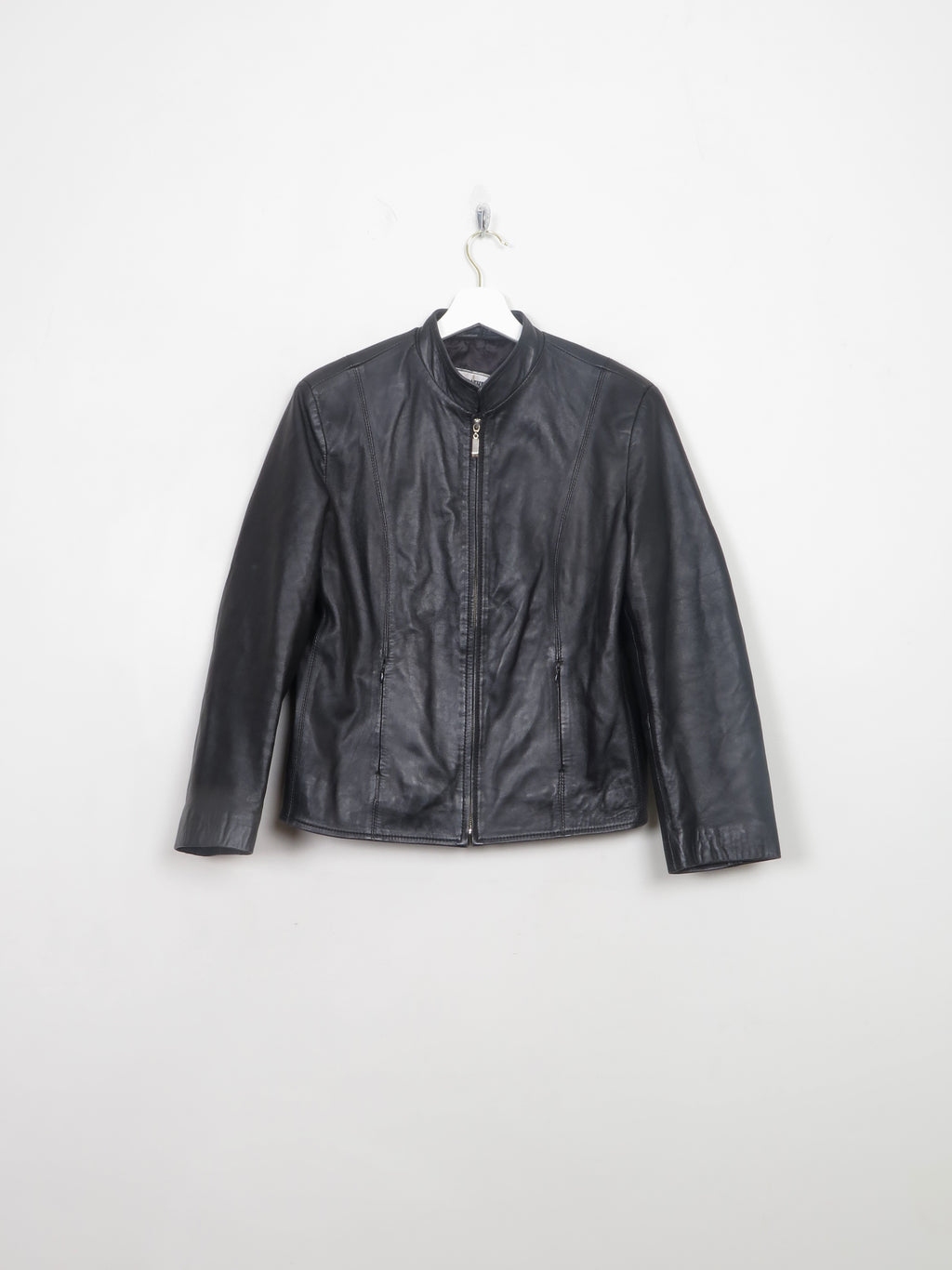 Women's Classic Vintage Black Leather Biker Style Jacket S/M