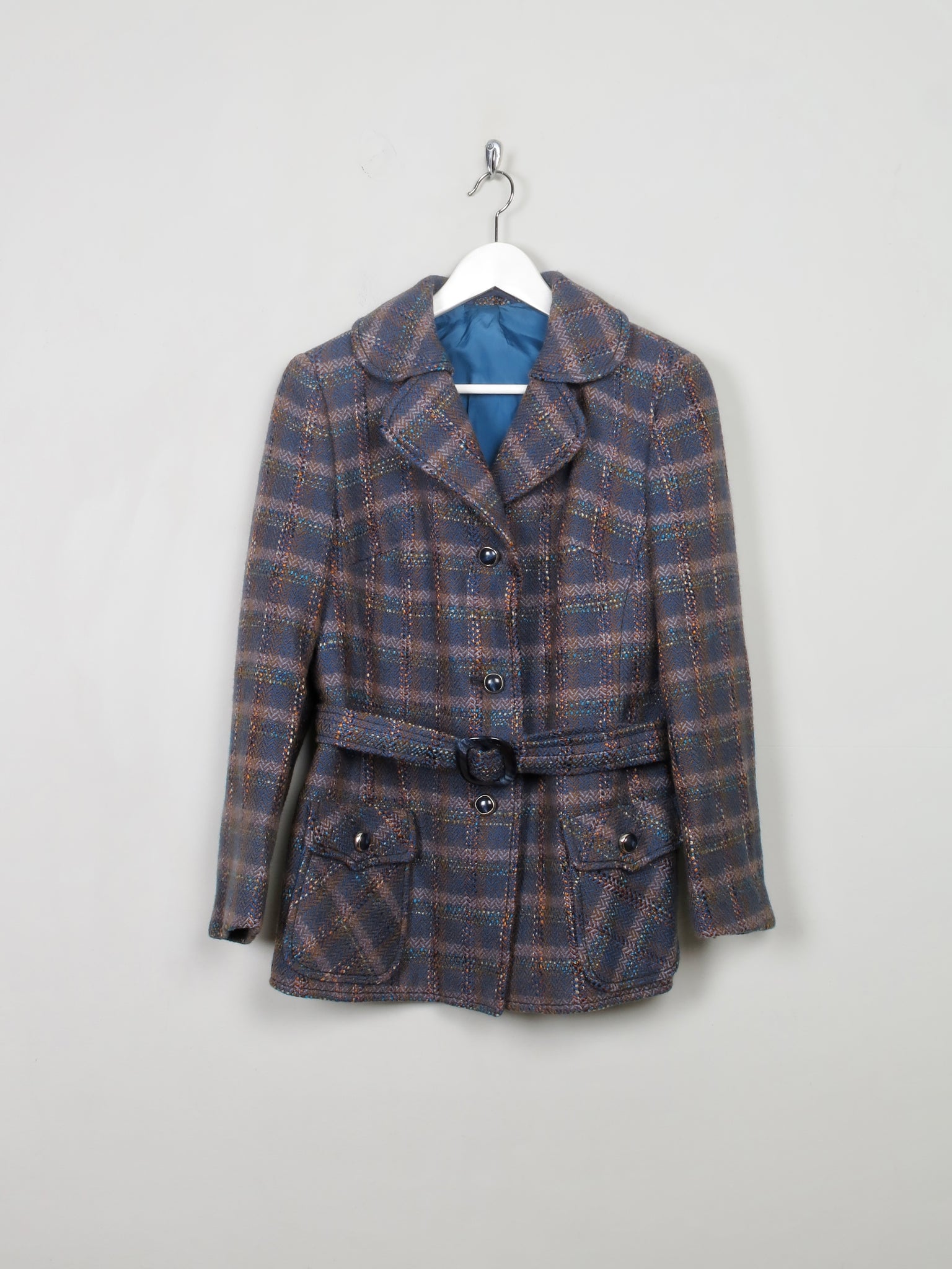 Women's Vintage Tweed Jacket With Belt M