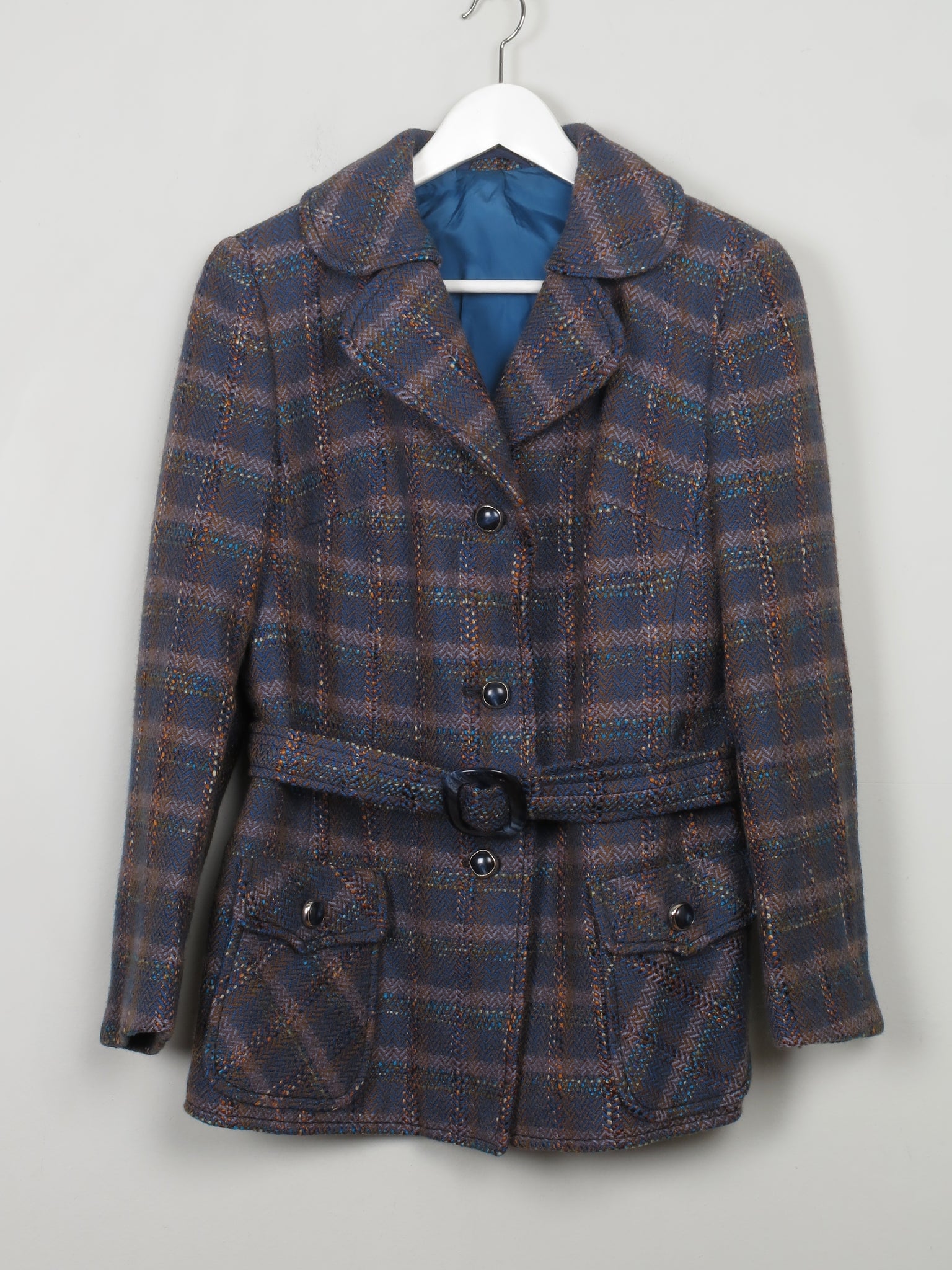 Women's Vintage Tweed Jacket With Belt M