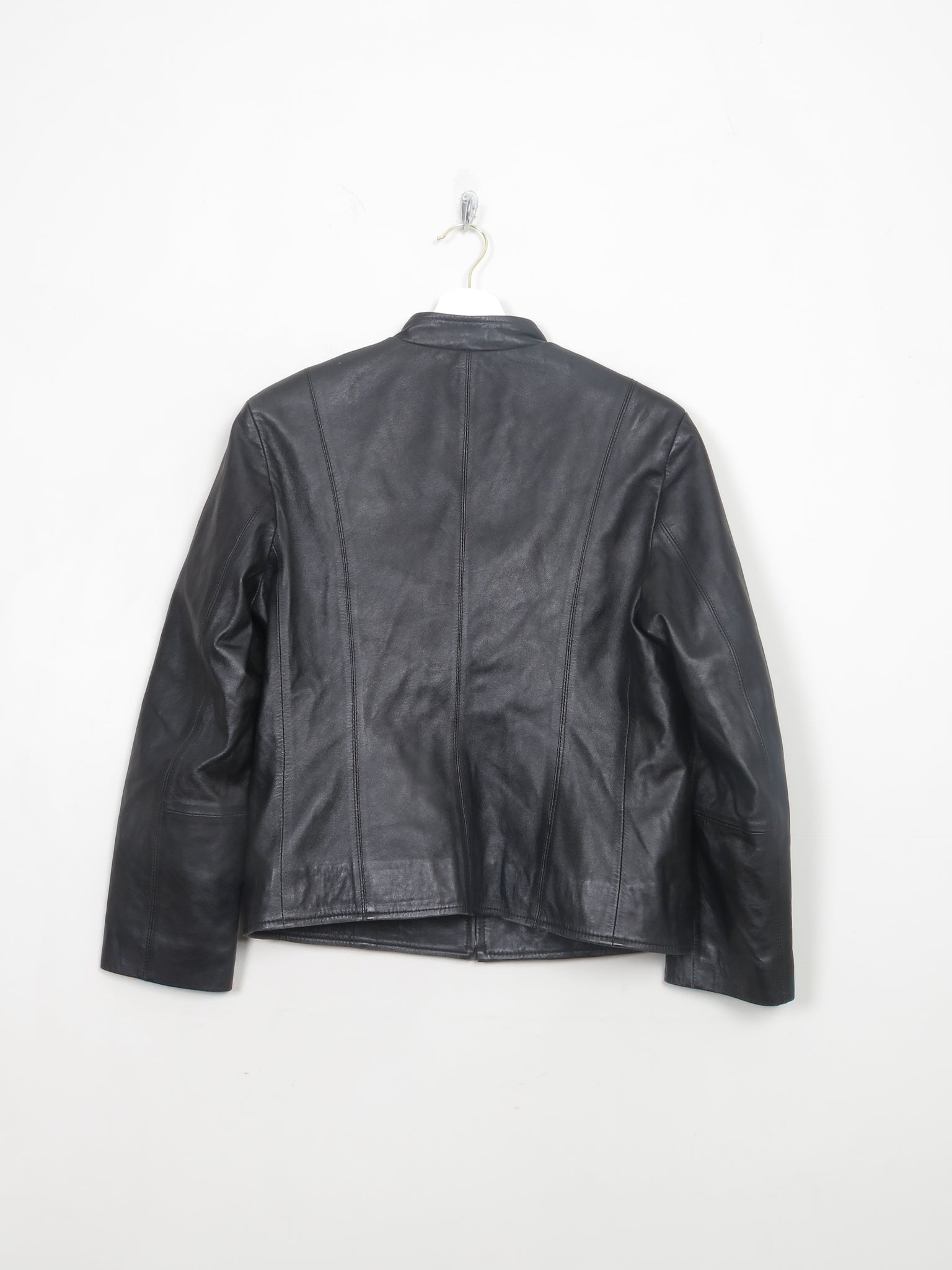 Women's Classic Vintage Black Leather Biker Style Jacket S/M