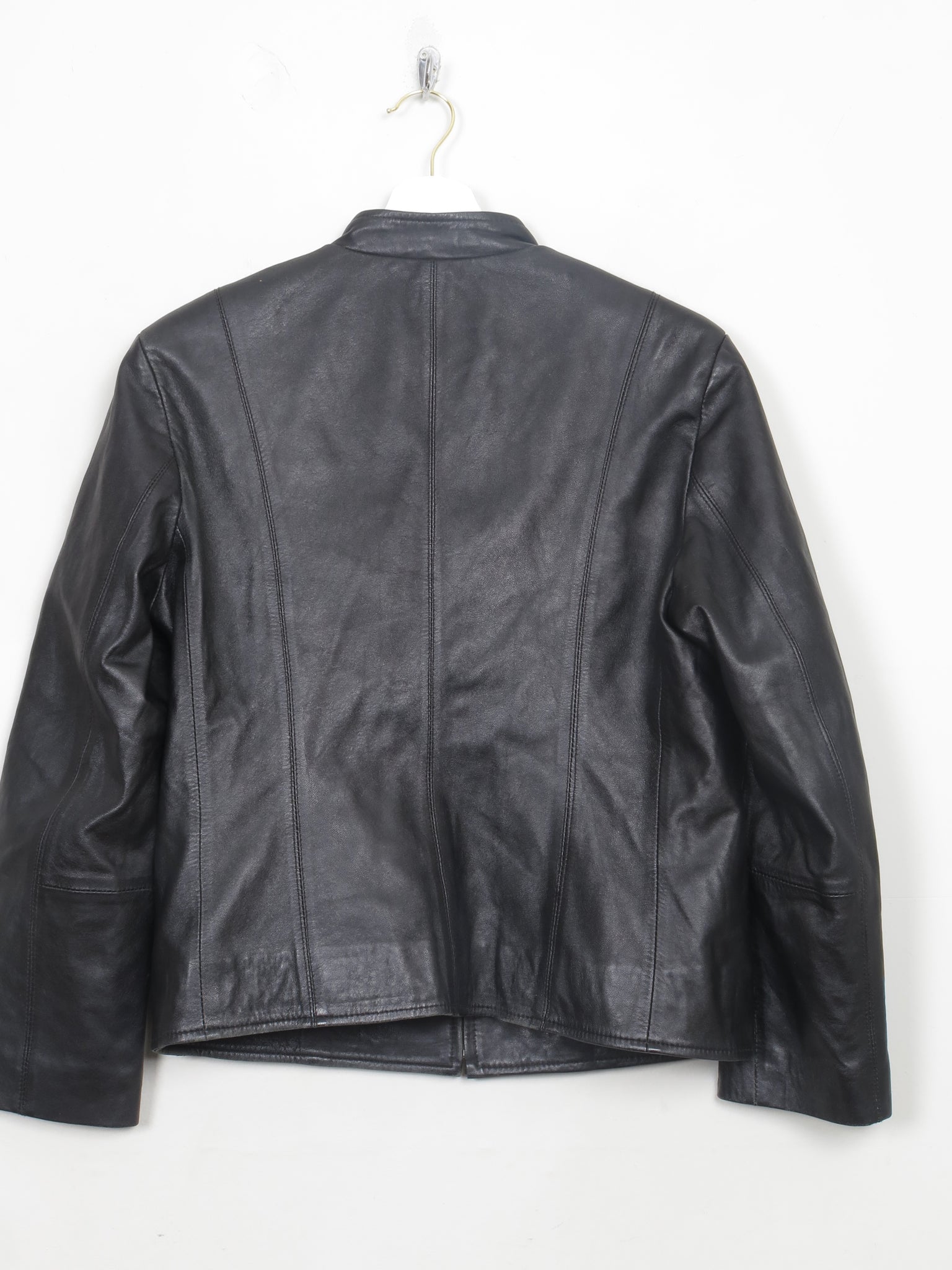 Women's Classic Vintage Black Leather Biker Style Jacket S/M