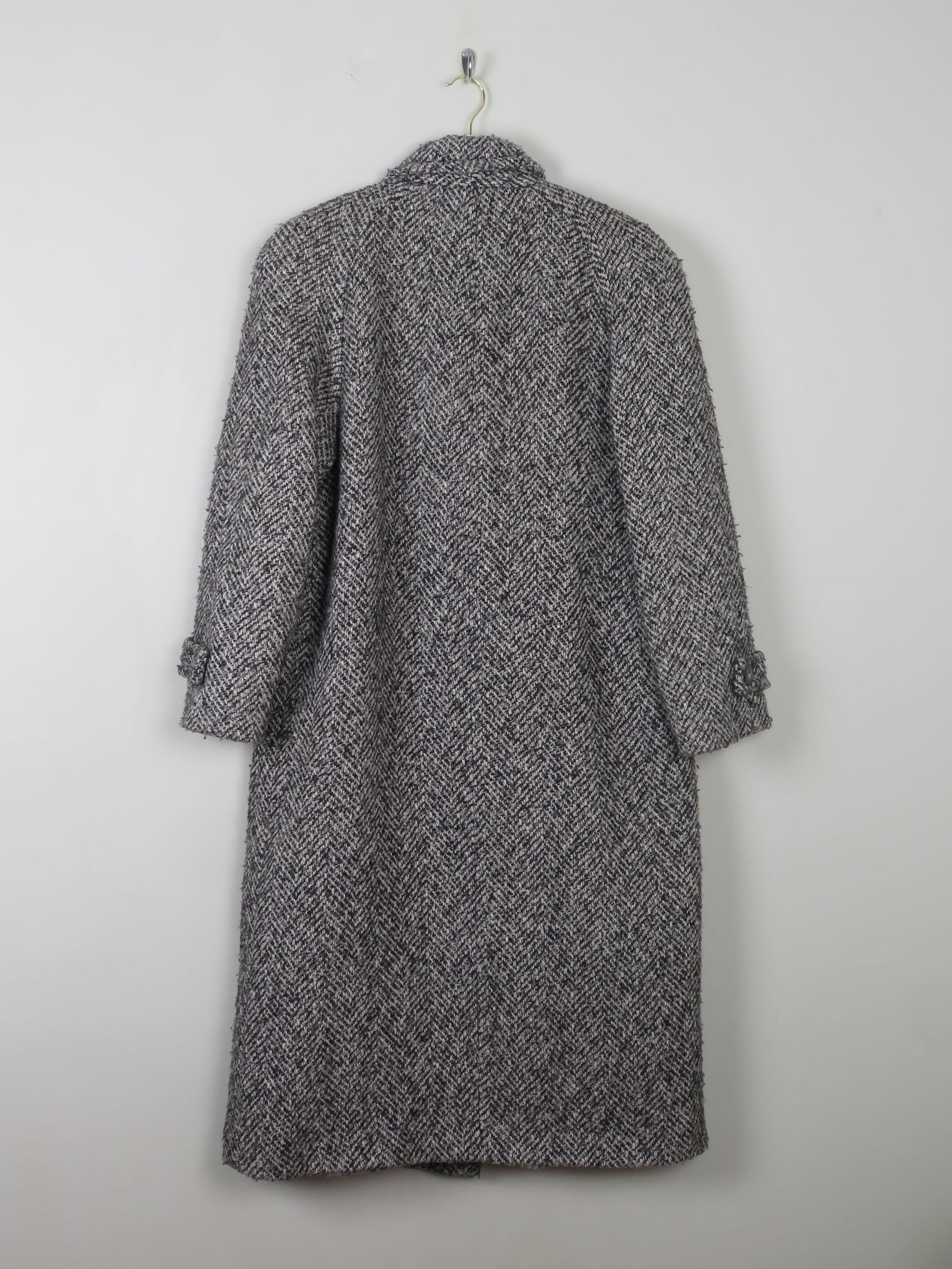 Women's Vintage Tweed Coat Black & White M/L - The Harlequin