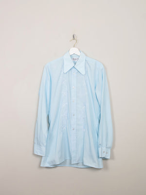 Men's Vintage Blue Embroidered Shirt S/M