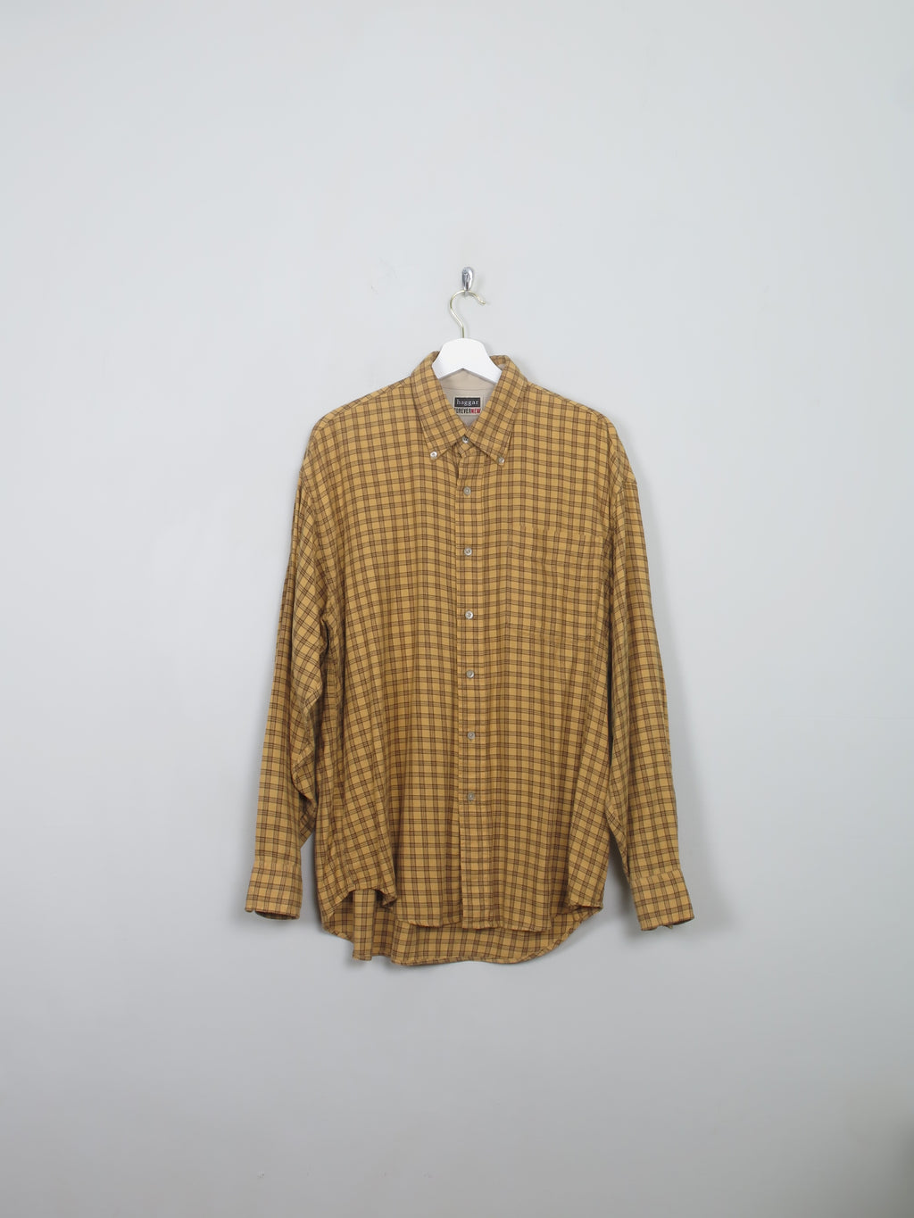 Men's Vintage Mustard Haggar Flannel Shirt L