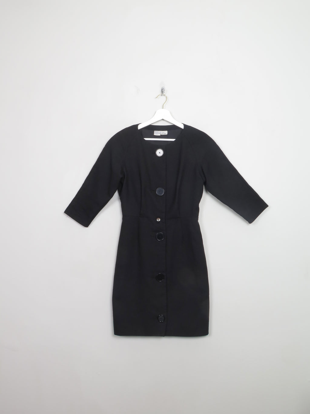 Vintage Black 80s Long Sleeved Dress 6/8