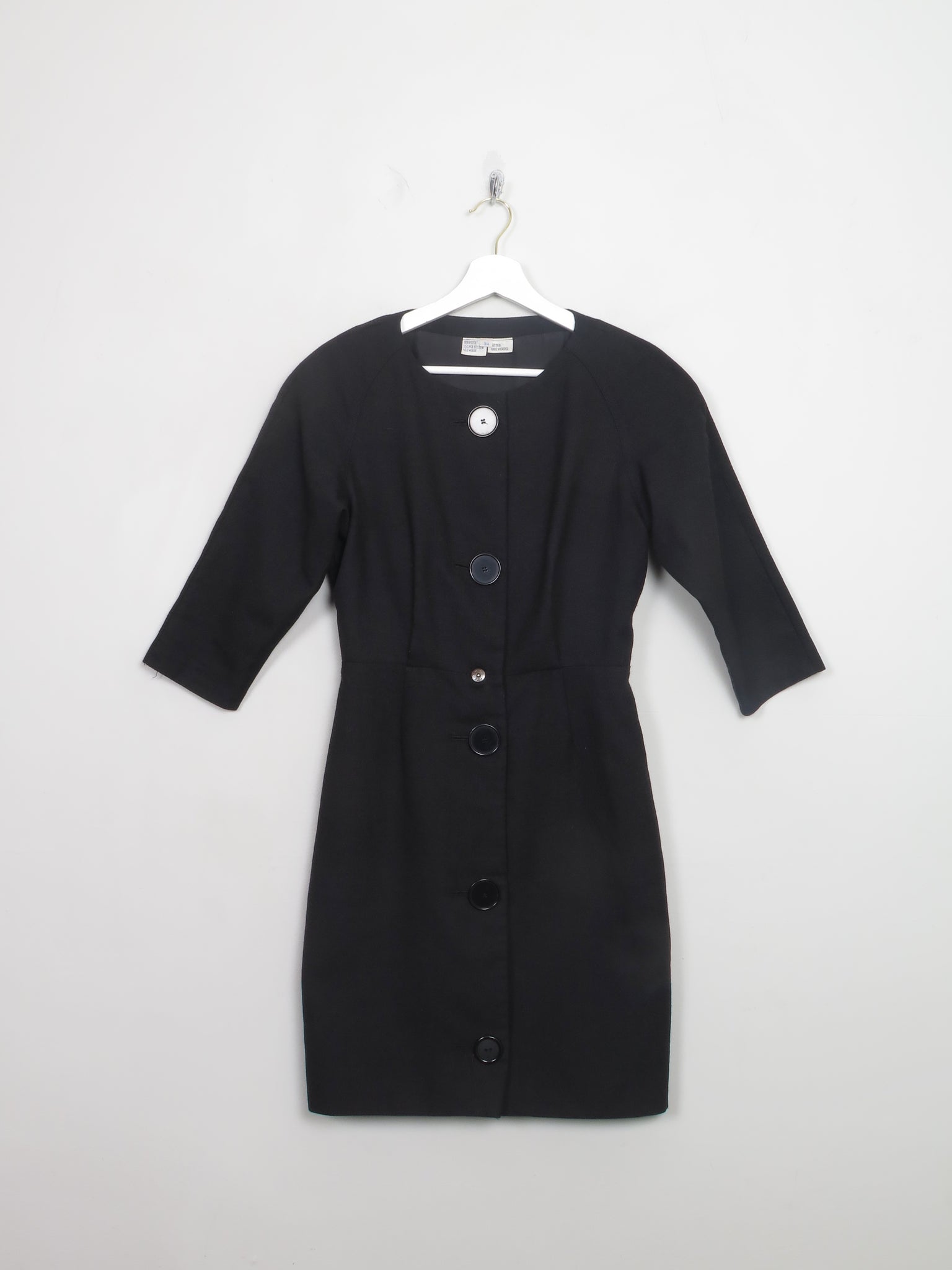 Vintage Black 80s Long Sleeved Dress 6/8