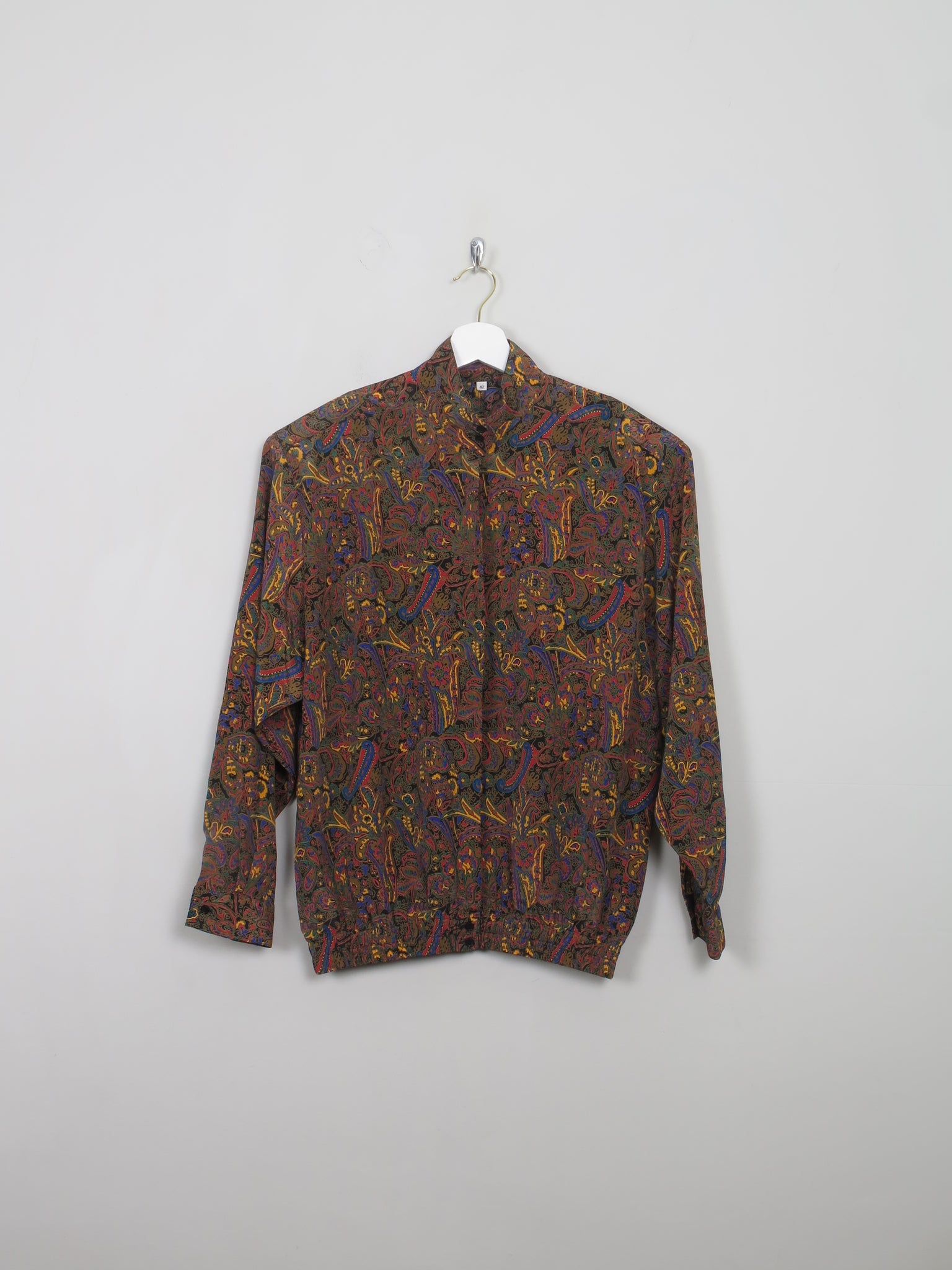 Women's Vintage Printed Brown Blouse M