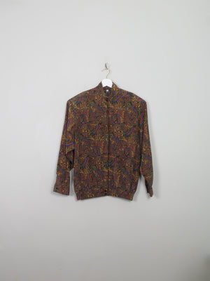 Women's Vintage Printed Brown Blouse M